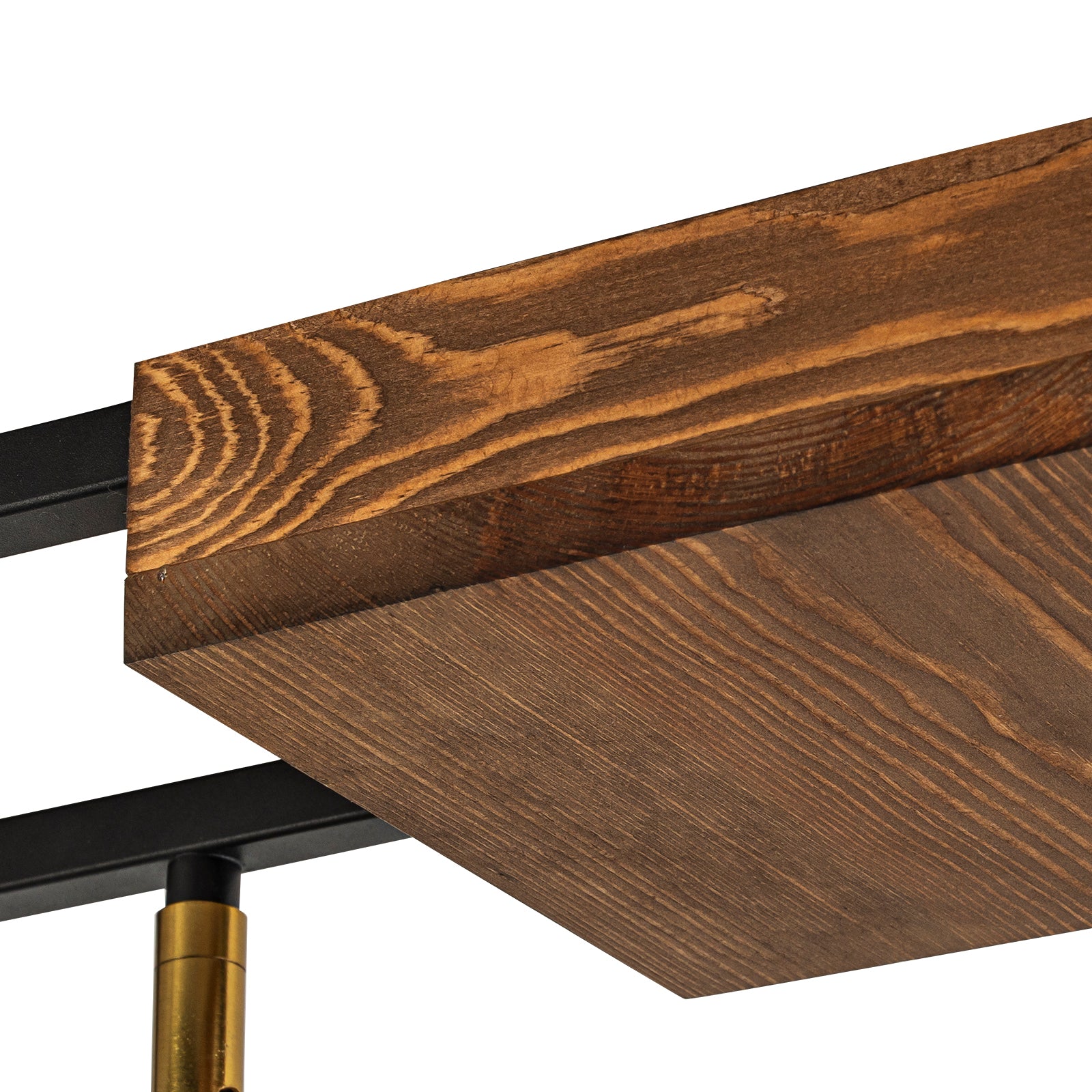 Glowlings 6-Light Farmhouse 34"Wide Brass Linear Wooden Flush Mount Spotlight LED Track Lighting