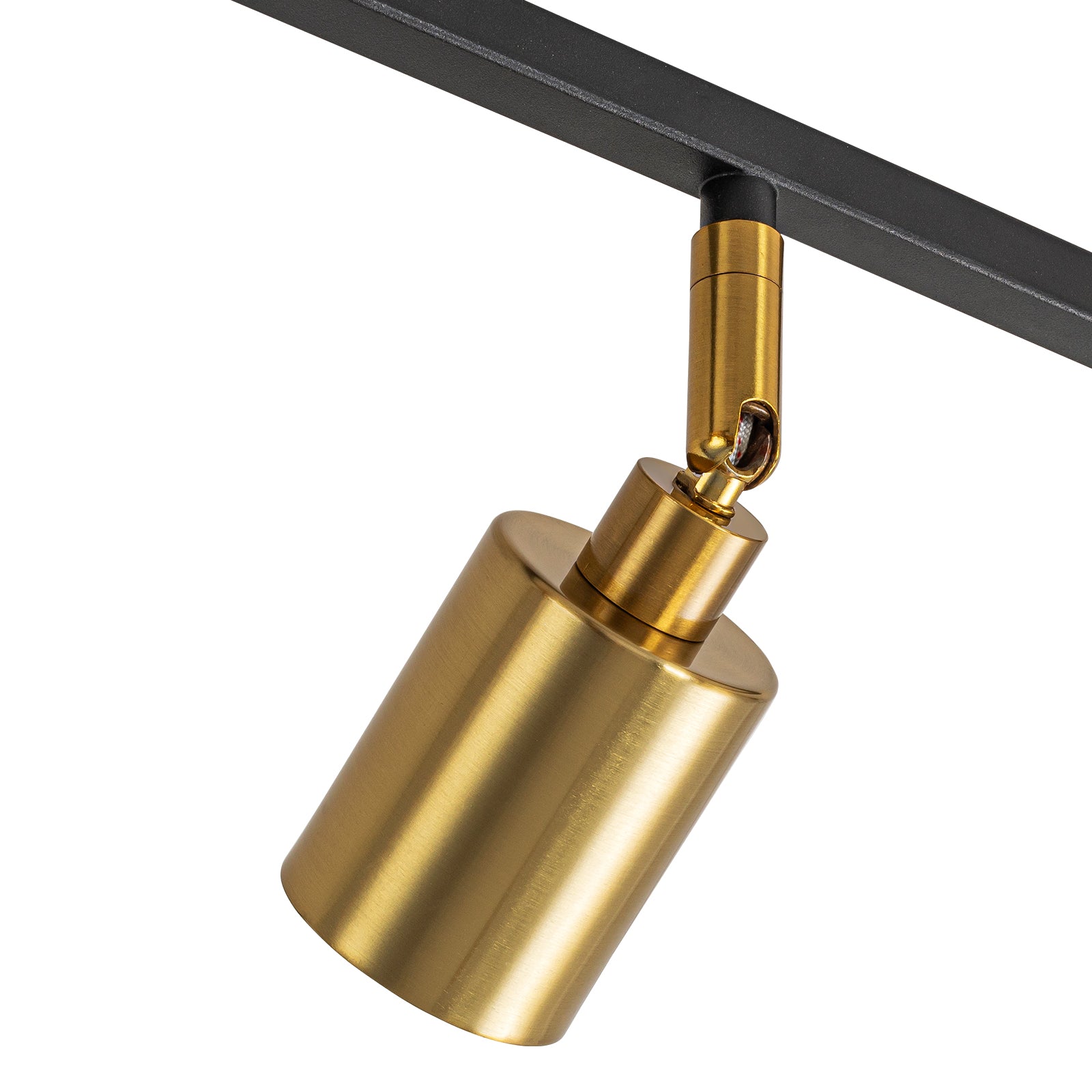 Glowlings 6-Light Farmhouse 34"Wide Brass Linear Wooden Flush Mount Spotlight LED Track Lighting