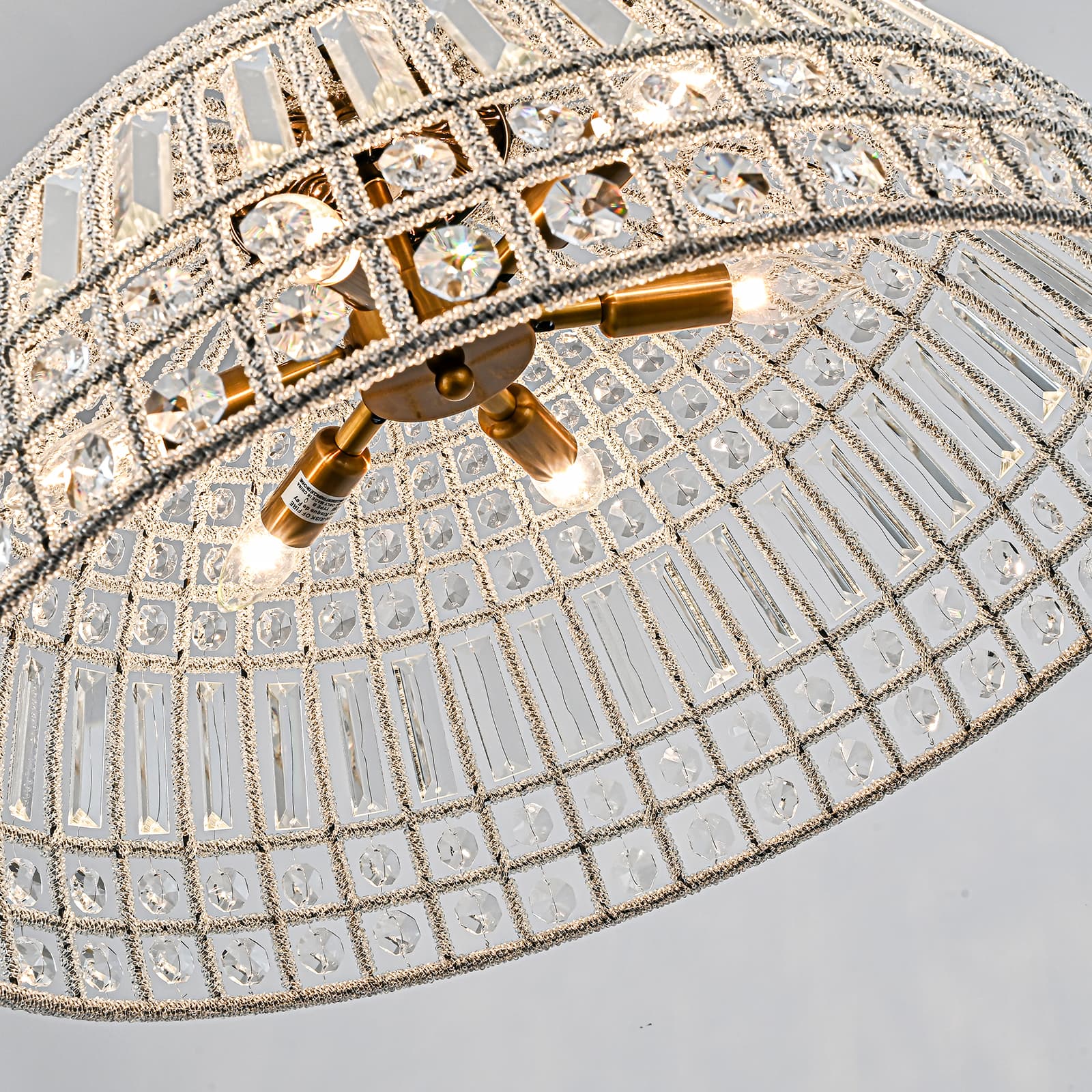 Glowlings 1/6-Light Retro Antique Gold Dome Crystal Chandelier Island Light