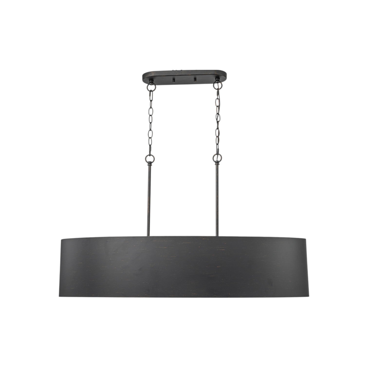 Glowlings 6-Light Industrial 39"Wide Kitchen Island Light Oval Adjustable Hanging Chandelier with Black Gold Finish & Gold Interior