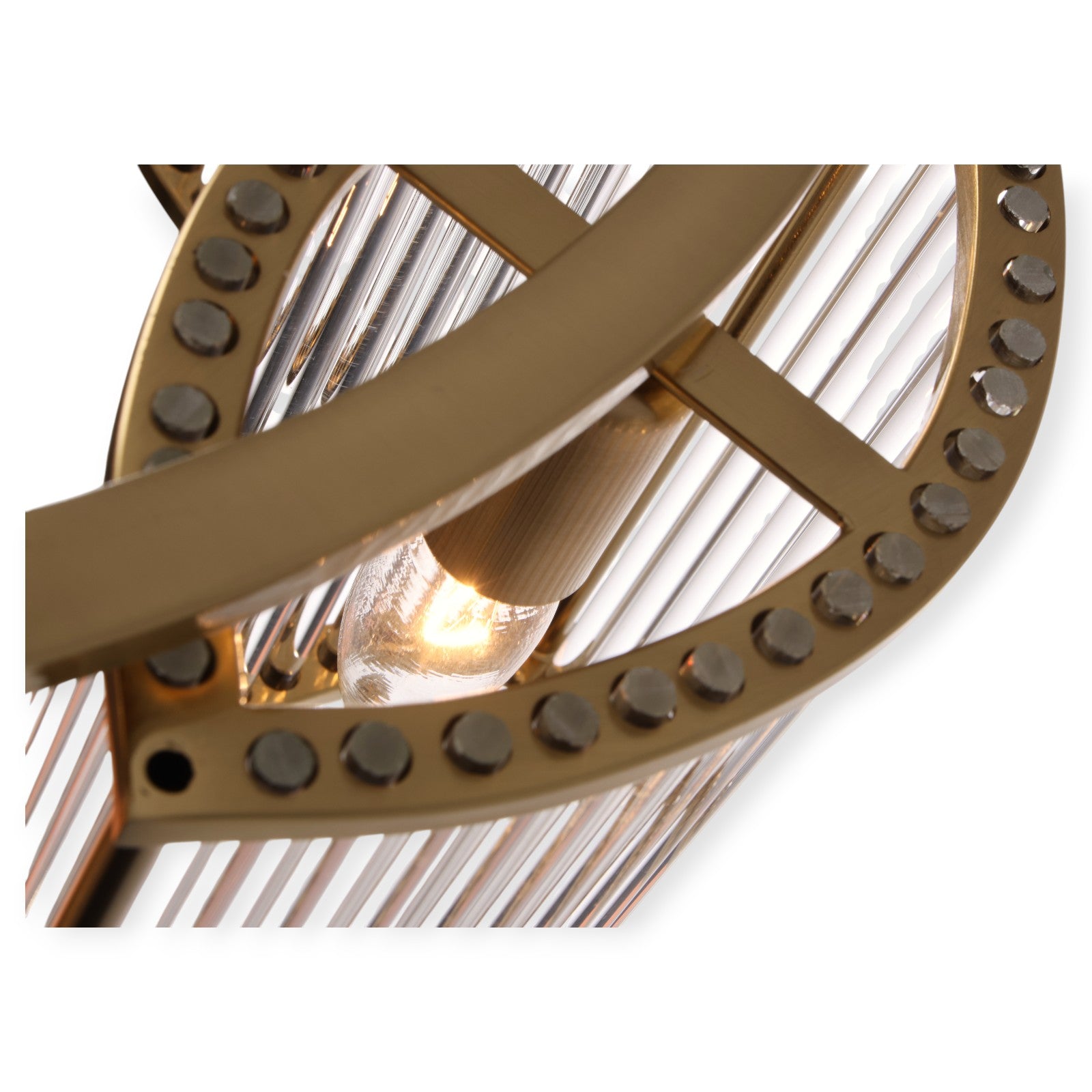 Glowlings 6-Light Modern 24"Wide Large Natural Brass Ring Glass Chandelier