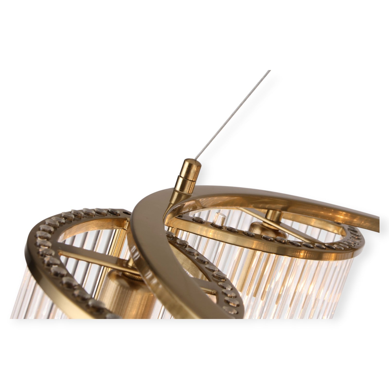 Glowlings 6-Light Modern 24"Wide Large Natural Brass Ring Glass Chandelier