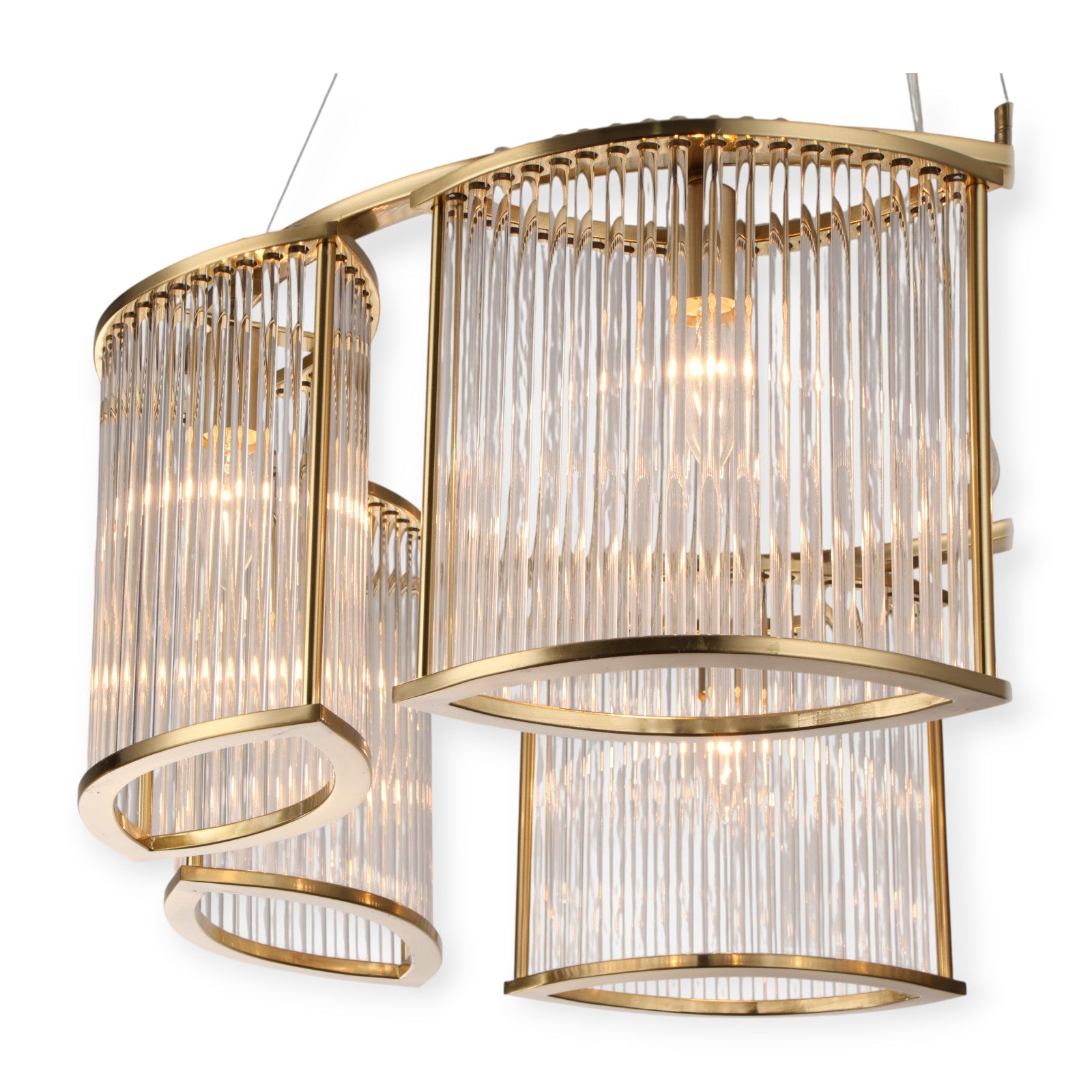 Glowlings 6-Light Modern 24"Wide Large Natural Brass Ring Glass Chandelier