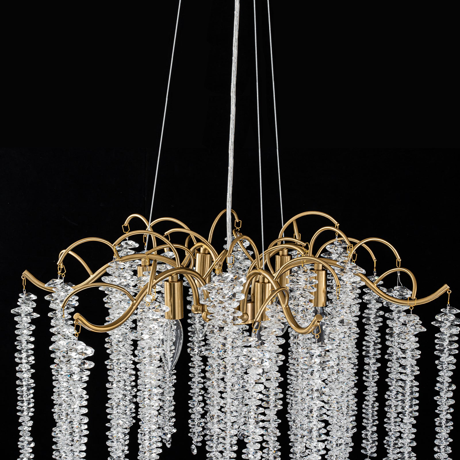 Glowlings 6-Light Empire Luxury Crystal Chandelier Brass Branch Tree L