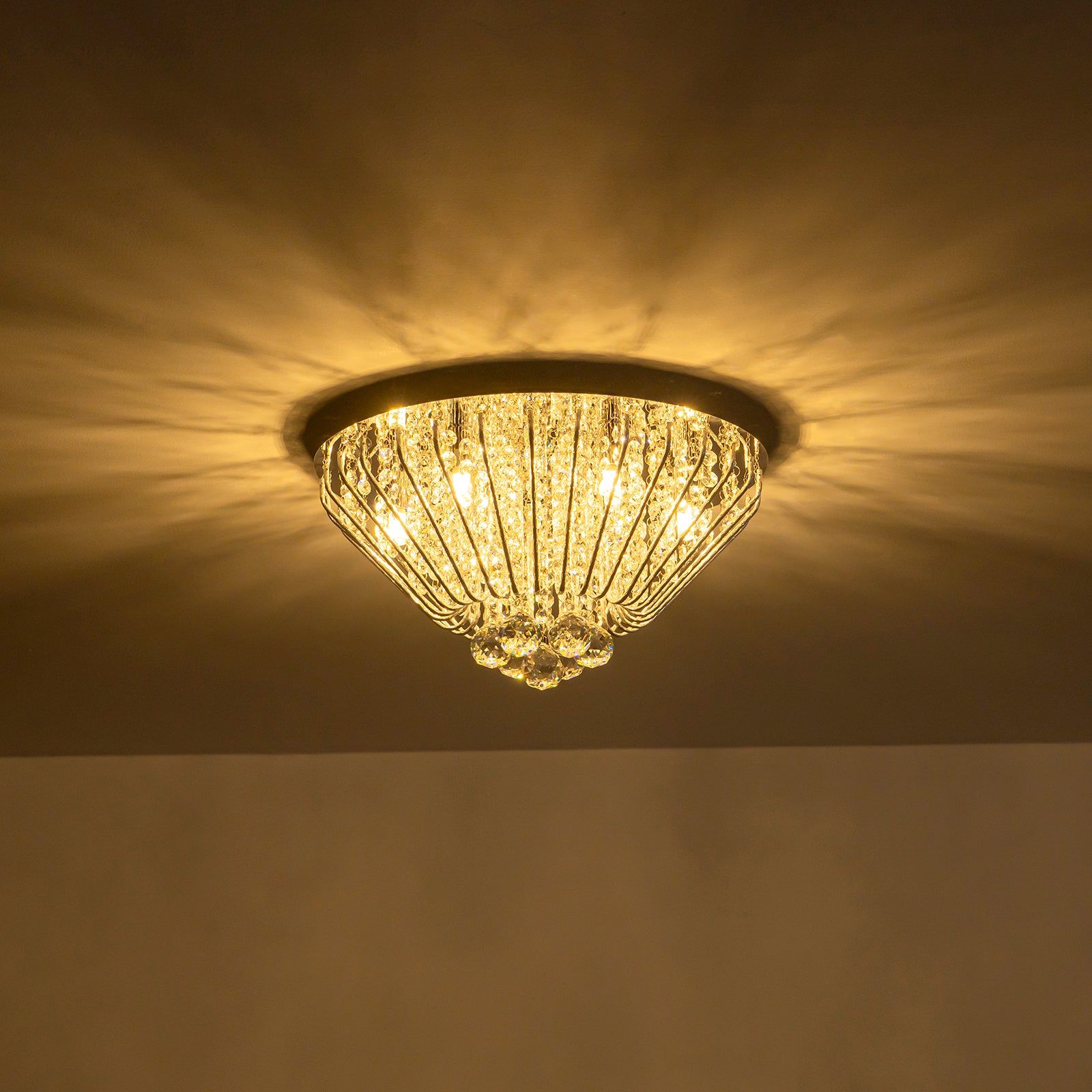 Glowlings 6-Light Luxury 17"Wide Diamond Shape Chrome Crystal Flush Mount Ceiling Light