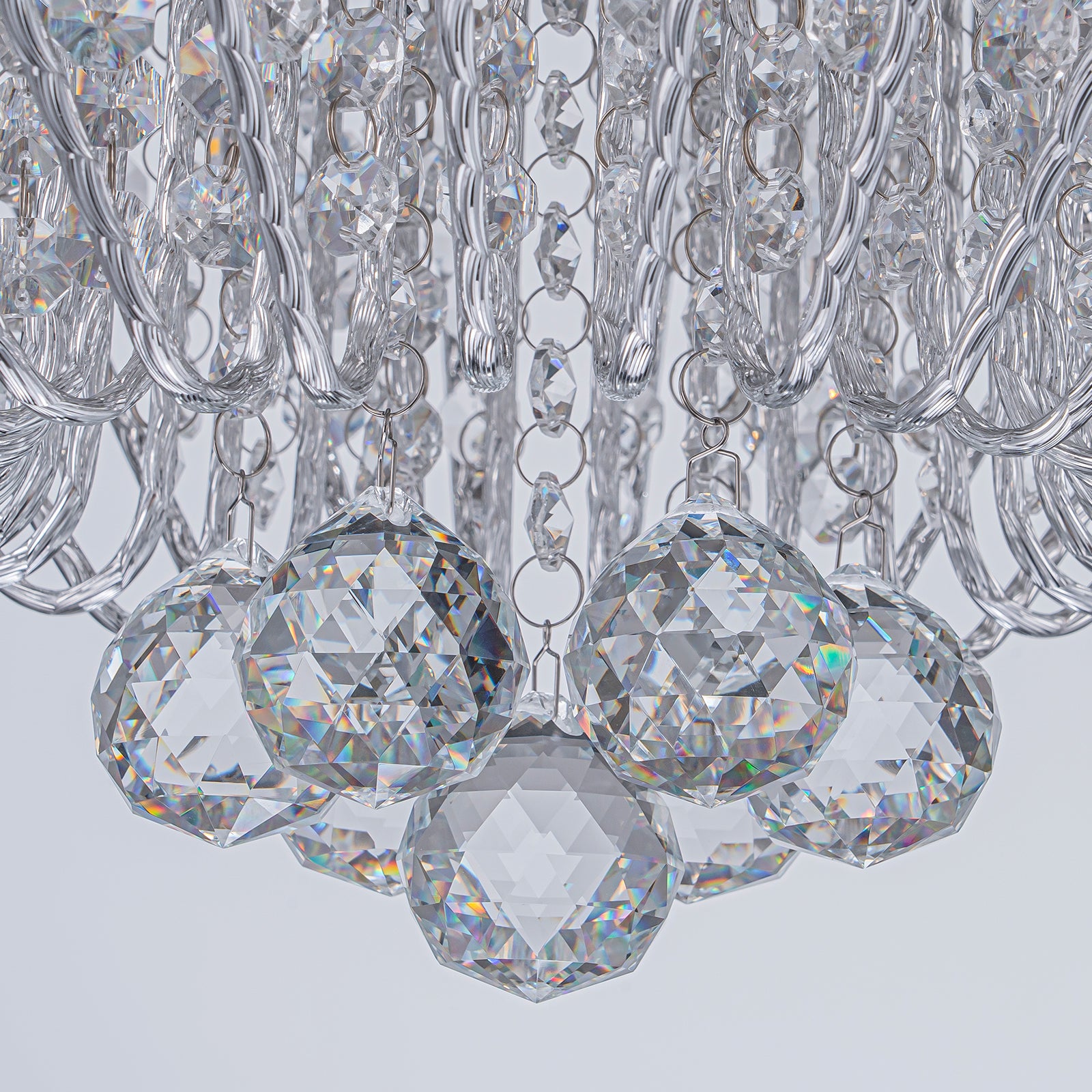 Glowlings 6-Light Luxury 17"Wide Diamond Shape Chrome Crystal Flush Mount Ceiling Light