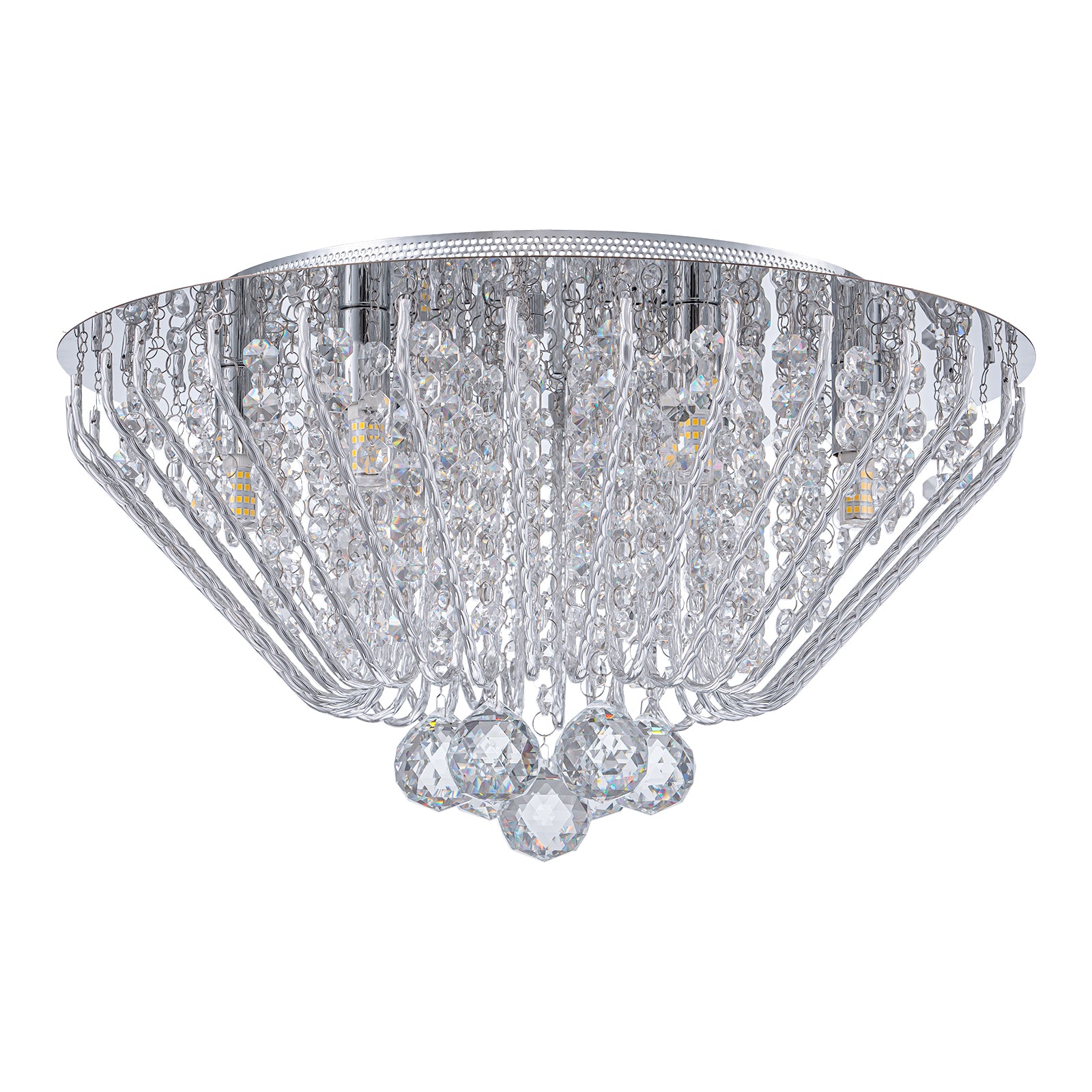 Glowlings 6-Light Luxury 17"Wide Diamond Shape Chrome Crystal Flush Mount Ceiling Light
