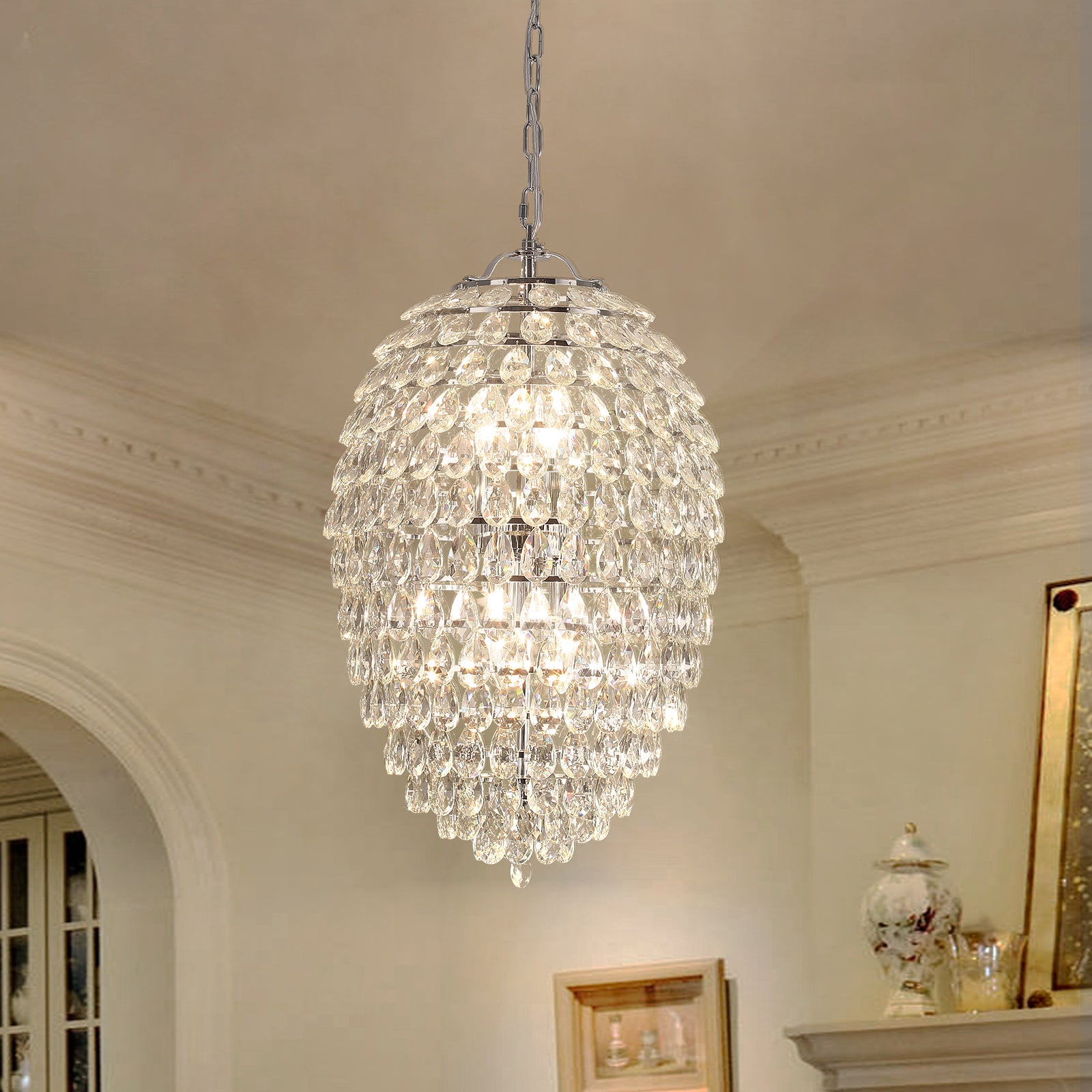 Glowlings 6-Light Luxury 14"Wide Oval Chrome Crystal Chandelier