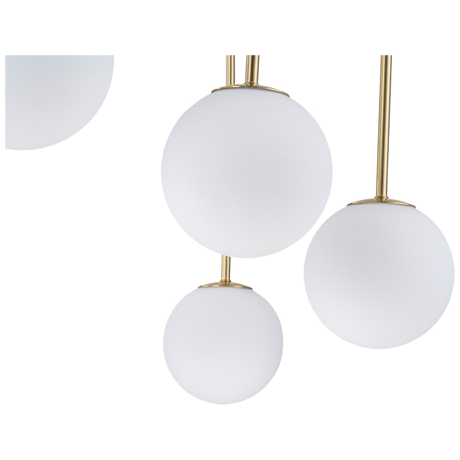 Glowlings 6-Light Mid-Century Modern 27"Wide Brass Globe Opal Glass Semi-Flush Mount