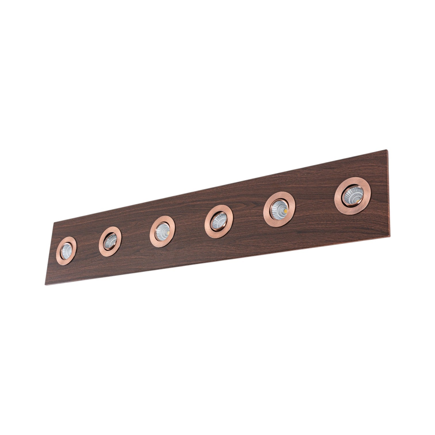 Glowlings 6-Light Modern 44"Wide Walnut Solid Wood Linear 5-CCT Switchable LED Flush Mount Track Directional Spotlight