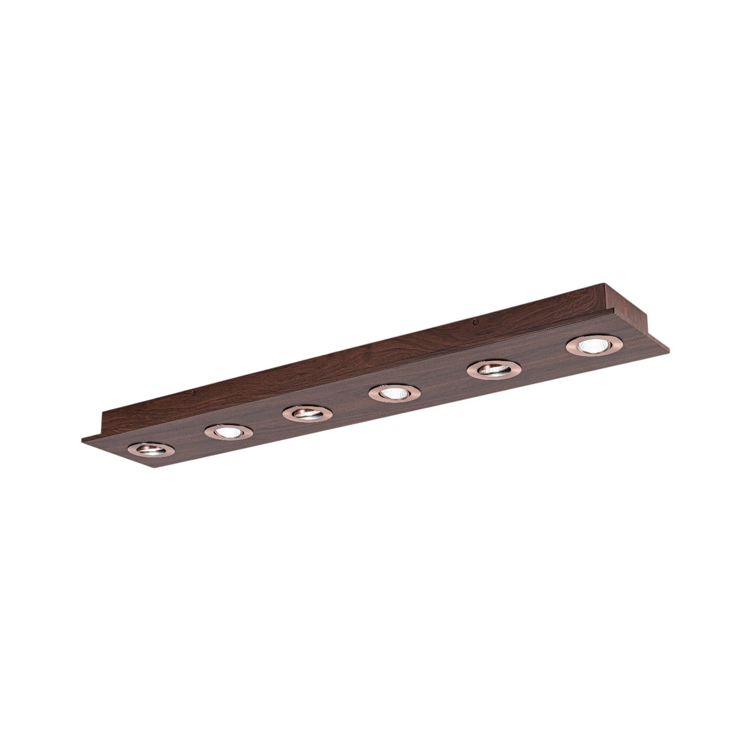 Glowlings 6-Light Modern 44"Wide Walnut Solid Wood Linear 5-CCT Switchable LED Flush Mount Track Directional Spotlight