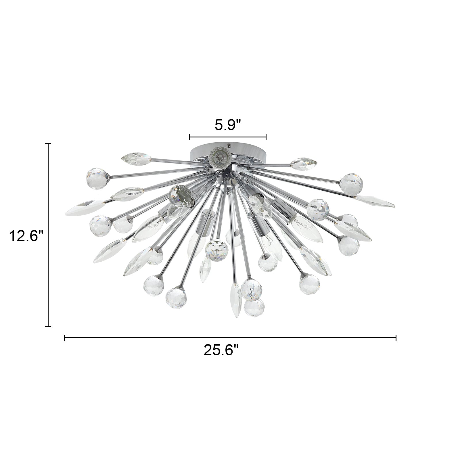 Glowlings 6-Light Mid-century Sputnik Crystal Flush Mount
