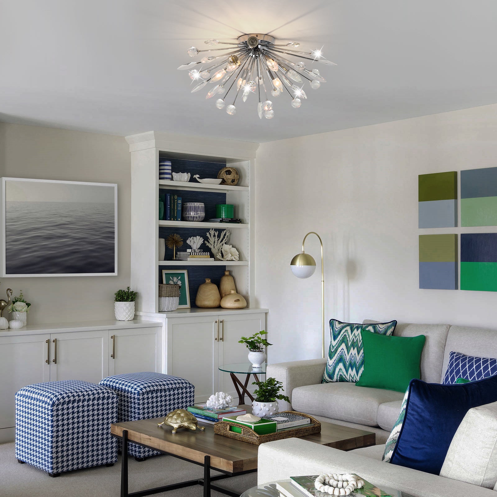 Glowlings 6-Light Mid-century Sputnik Crystal Flush Mount