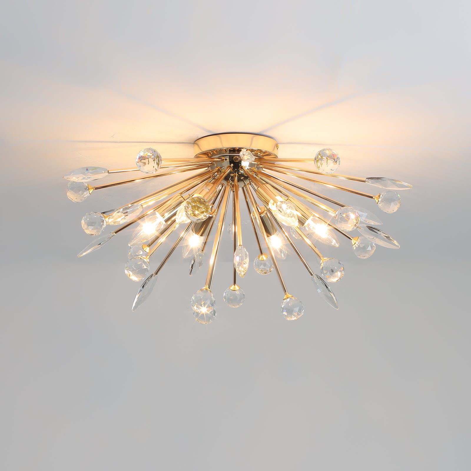 Glowlings 6-Light Mid-century Sputnik Crystal Flush Mount