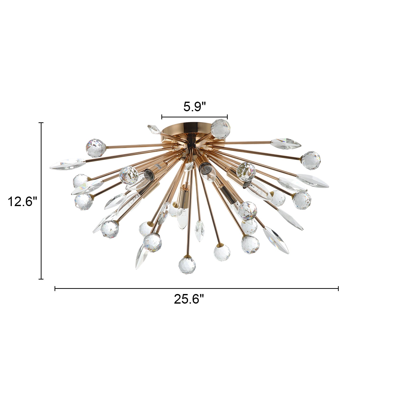 Glowlings 6-Light Mid-century Sputnik Crystal Flush Mount