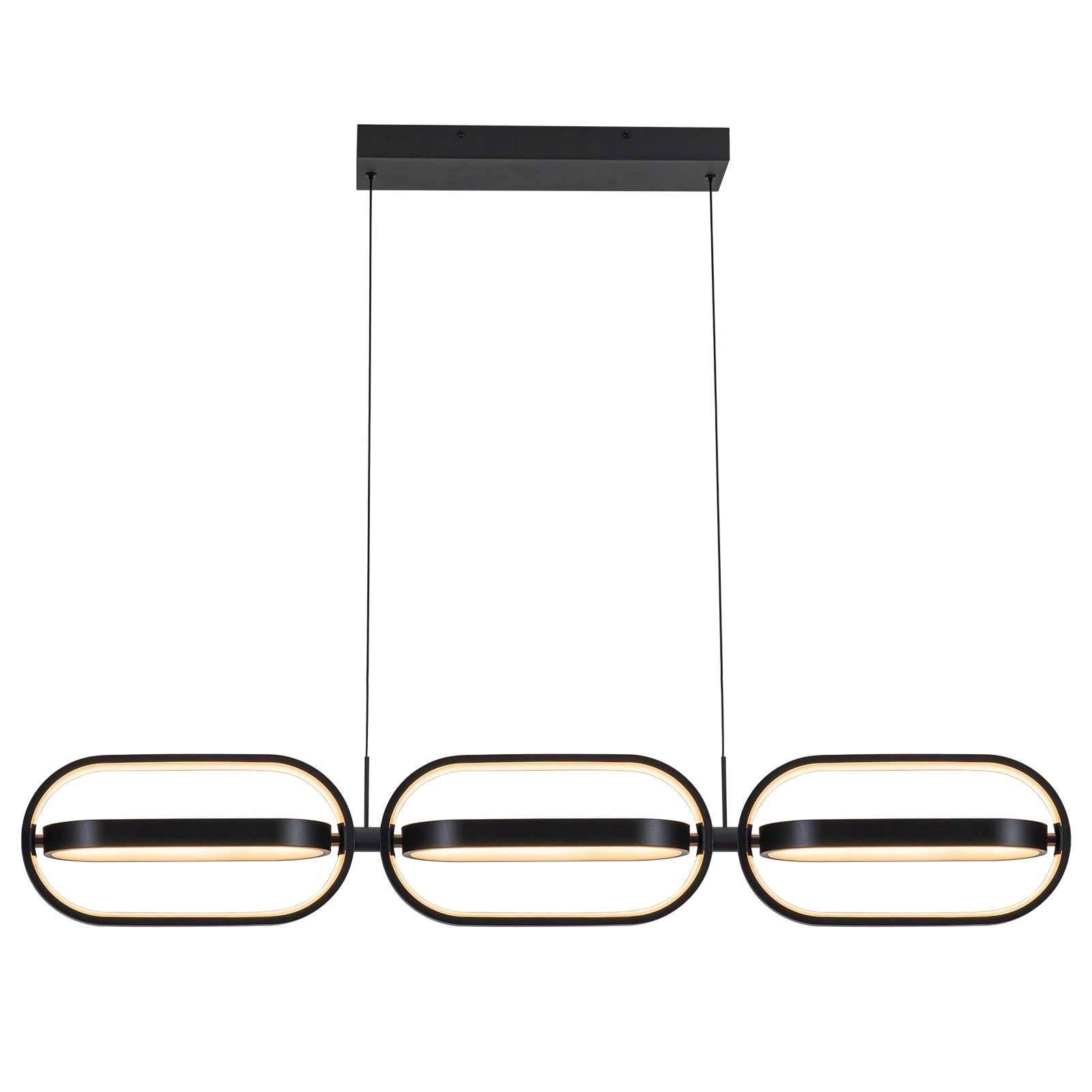 Glowlings 6-Light Modern 360°Rotate Mini Oval Linear LED Black Pendant Light for Kitchen Island