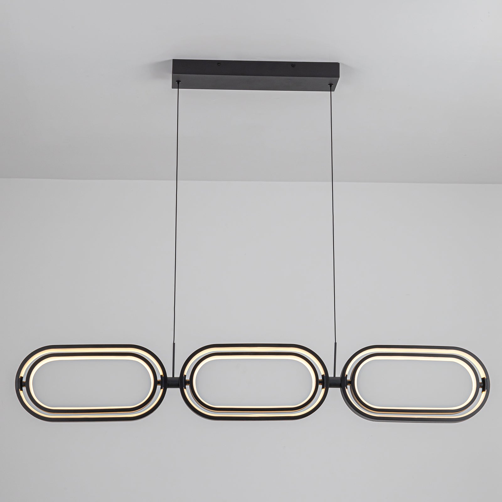 Glowlings 6-Light Modern 360°Rotate Mini Oval Linear LED Black Pendant Light for Kitchen Island