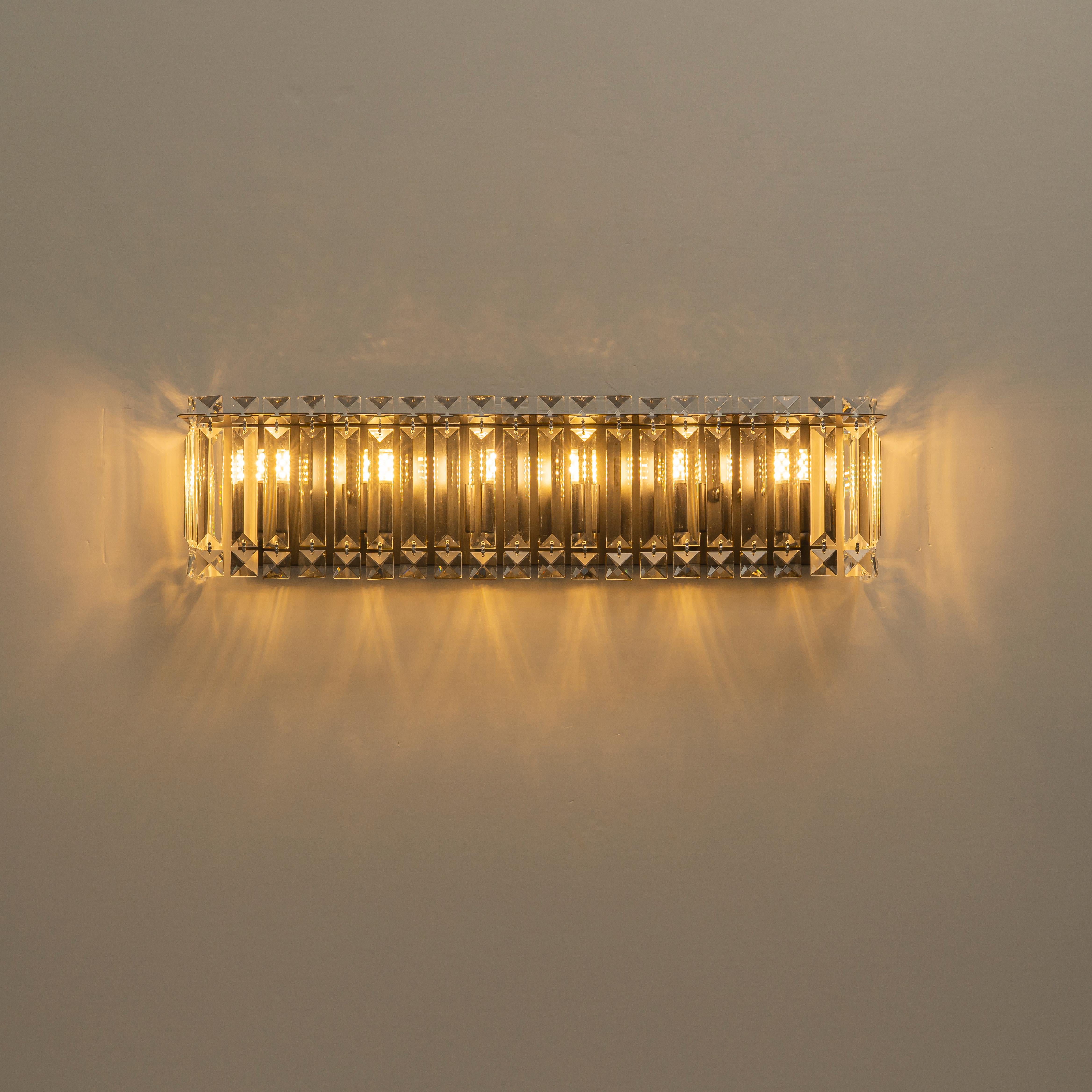 Glowlings 6-Light Modern 23"Wide Dimmable Linear Crystal Bathroom Vanity Light Over Mirror