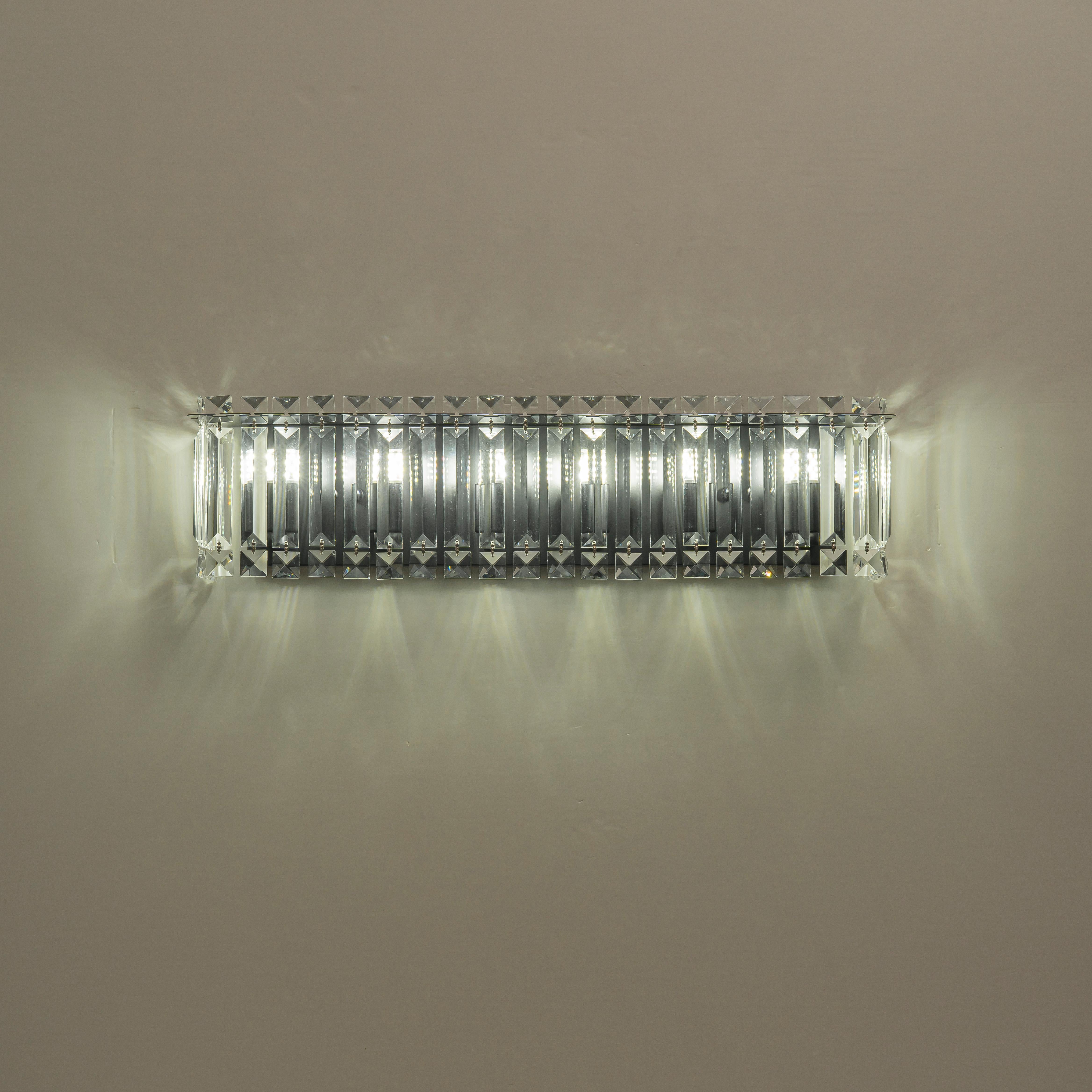 Glowlings 6-Light Modern 23"Wide Dimmable Linear Crystal Bathroom Vanity Light Over Mirror