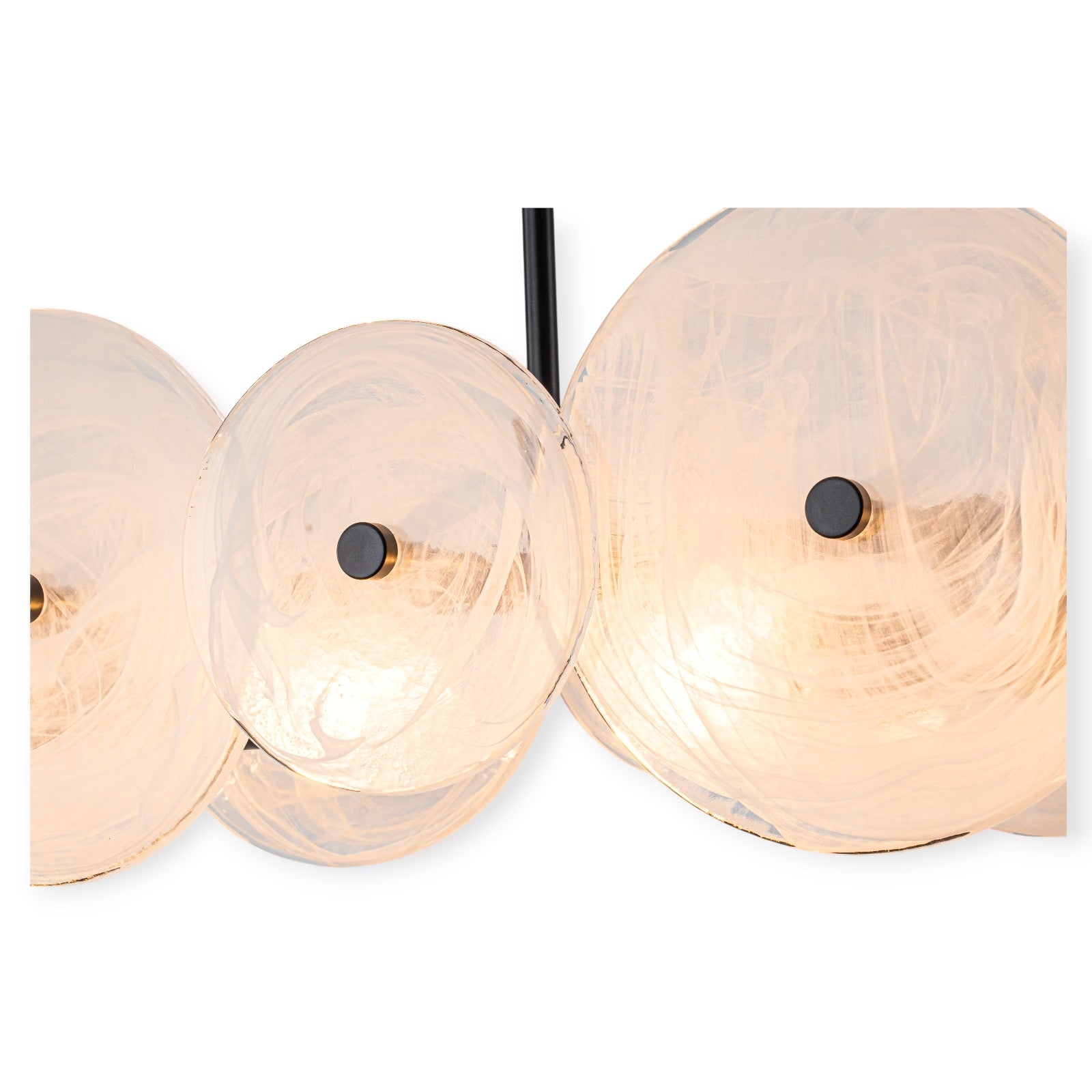 Glowlings 6-Light Modern 42"Wide Large Black Linear Texture Cloud Glass Chandelier