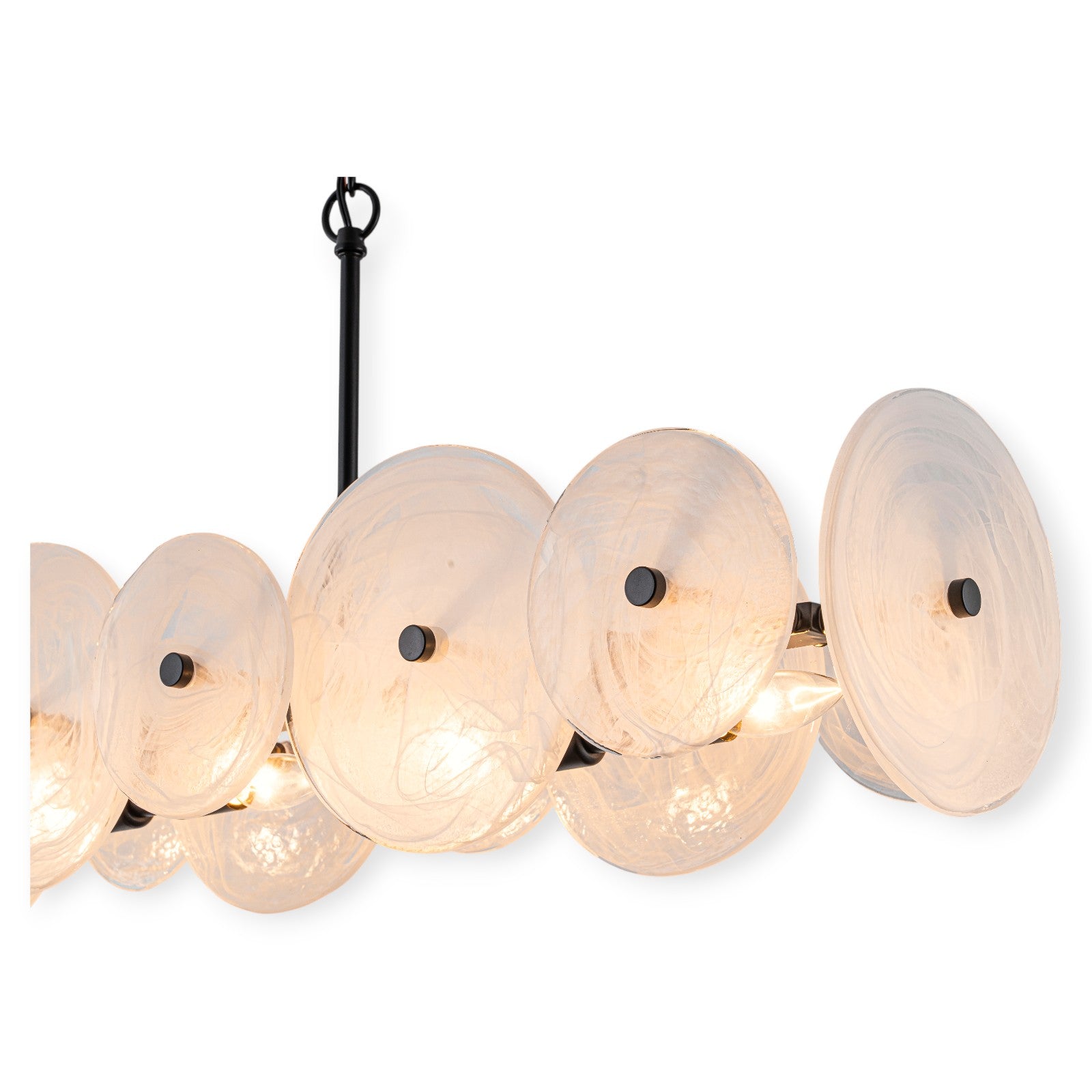 Glowlings 6-Light Modern 42"Wide Large Black Linear Texture Cloud Glass Chandelier