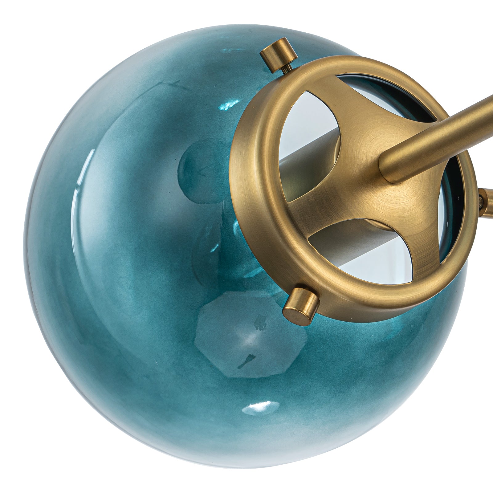 Glowlings 6/8-Light Modern Large Brass Gradient Blue Glass Linear Sputnik Chandelier/Semi-Flush Mount