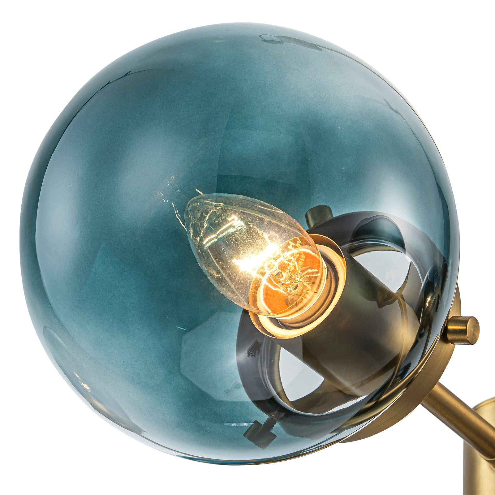 Glowlings 6/8-Light Modern Large Brass Gradient Blue Glass Linear Sputnik Chandelier/Semi-Flush Mount