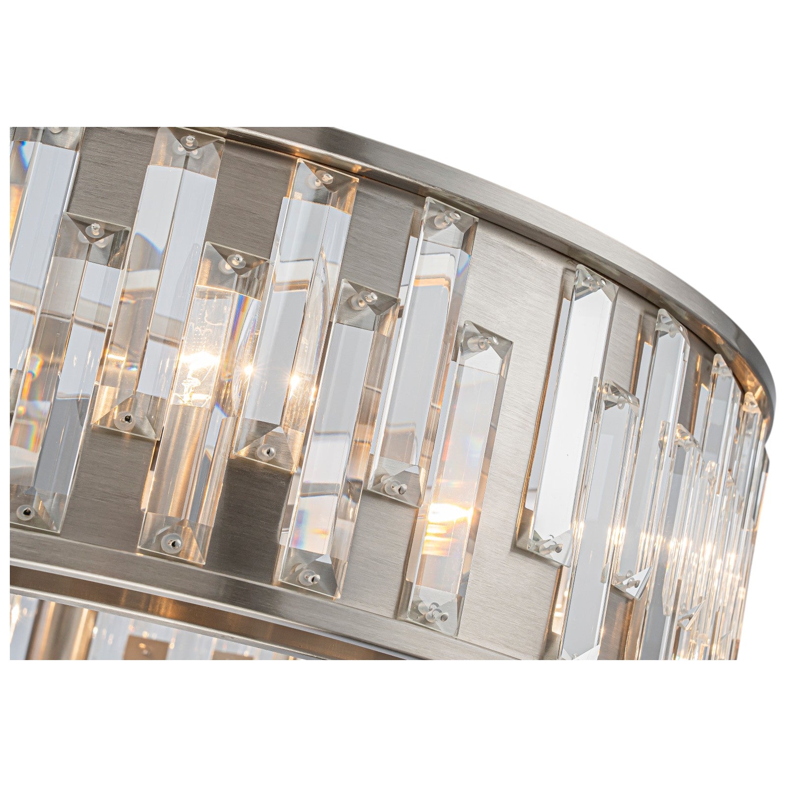 Glowlings 6-Light Modern Nickel Cage Crystal Fandelier Ceiling Fan with Lights and Remote Low Profile