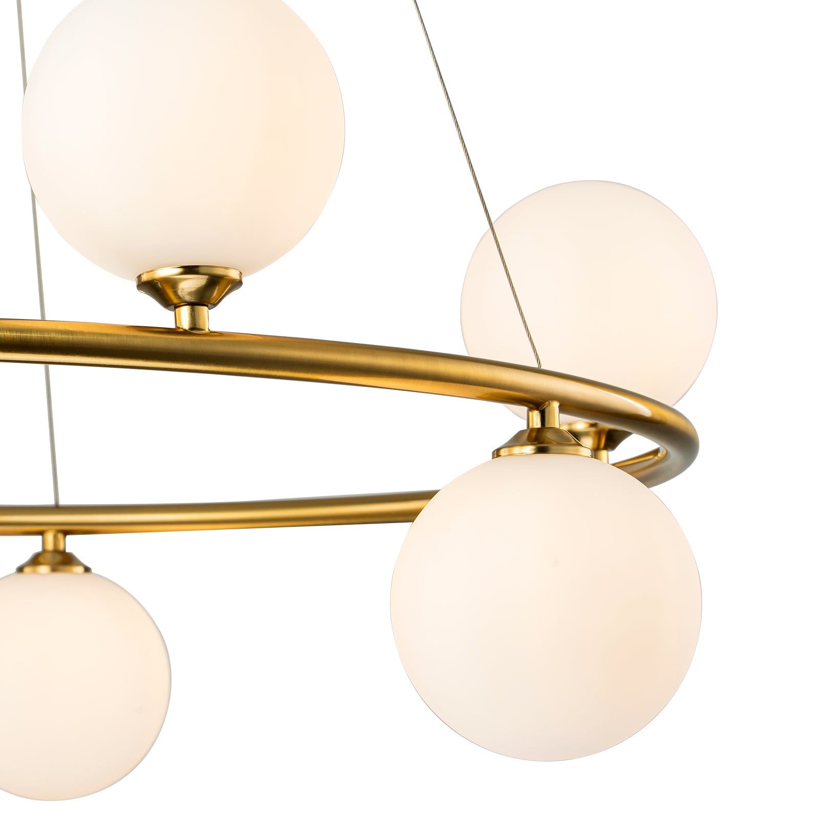 Glowlings 6/8-Light Modern Opal Glass Globe Brass Round Chandelier