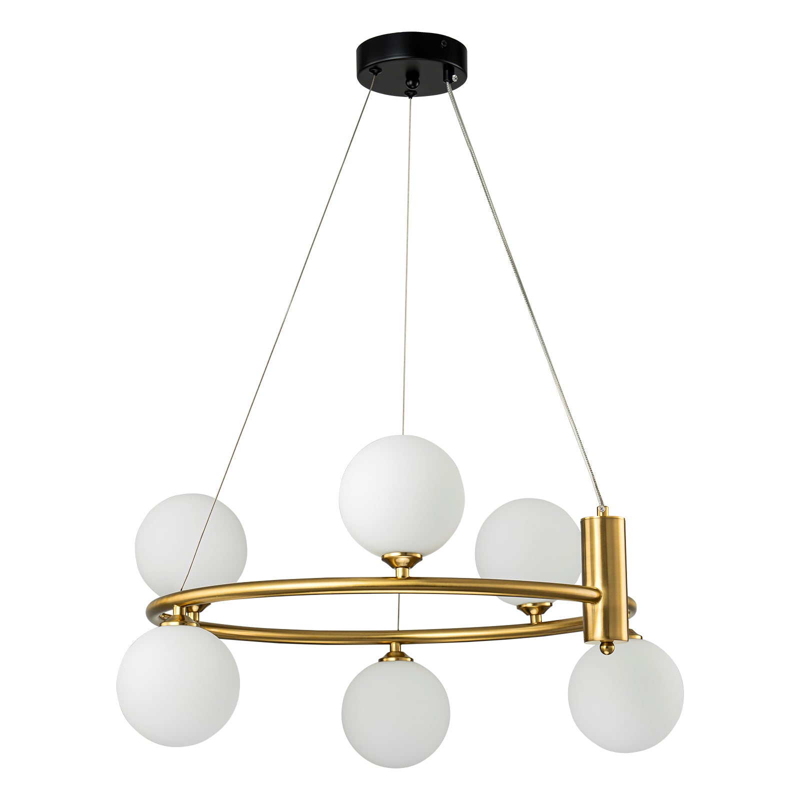 Glowlings 6/8-Light Modern Opal Glass Globe Brass Round Chandelier