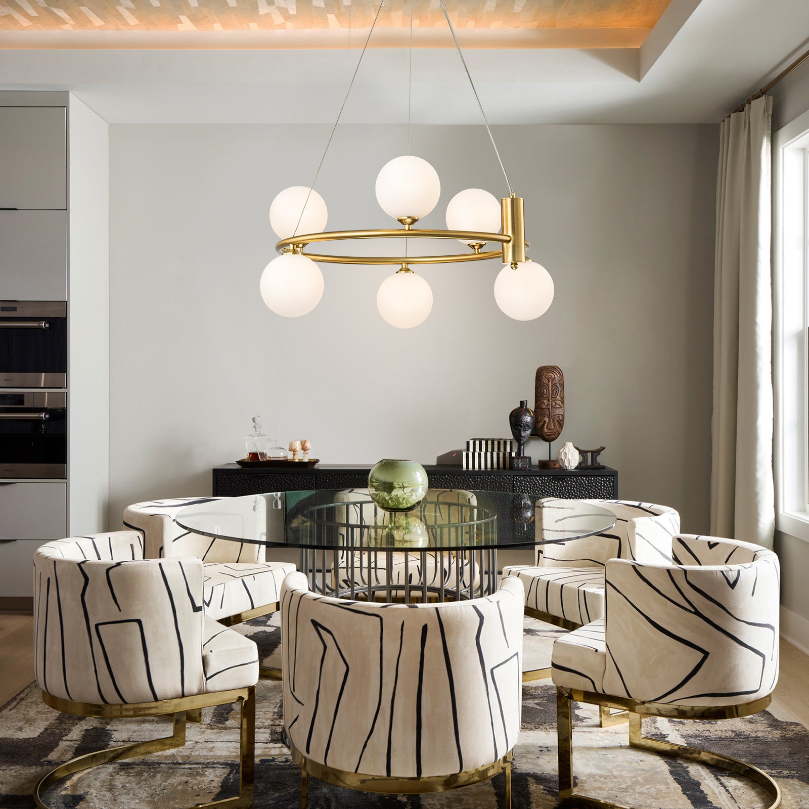 Glowlings 6/8-Light Modern Opal Glass Globe Brass Round Chandelier