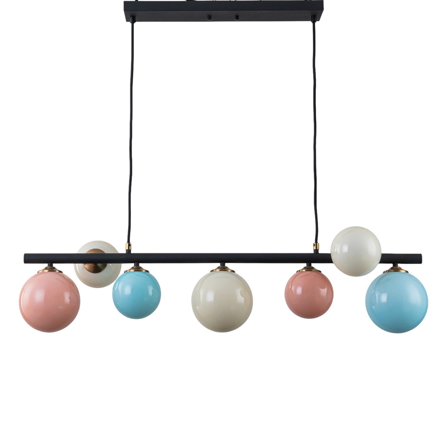 Glowlings 7-Light 39"Wide Linear Colorful Opal Globe Glass Pendant Light Island Light