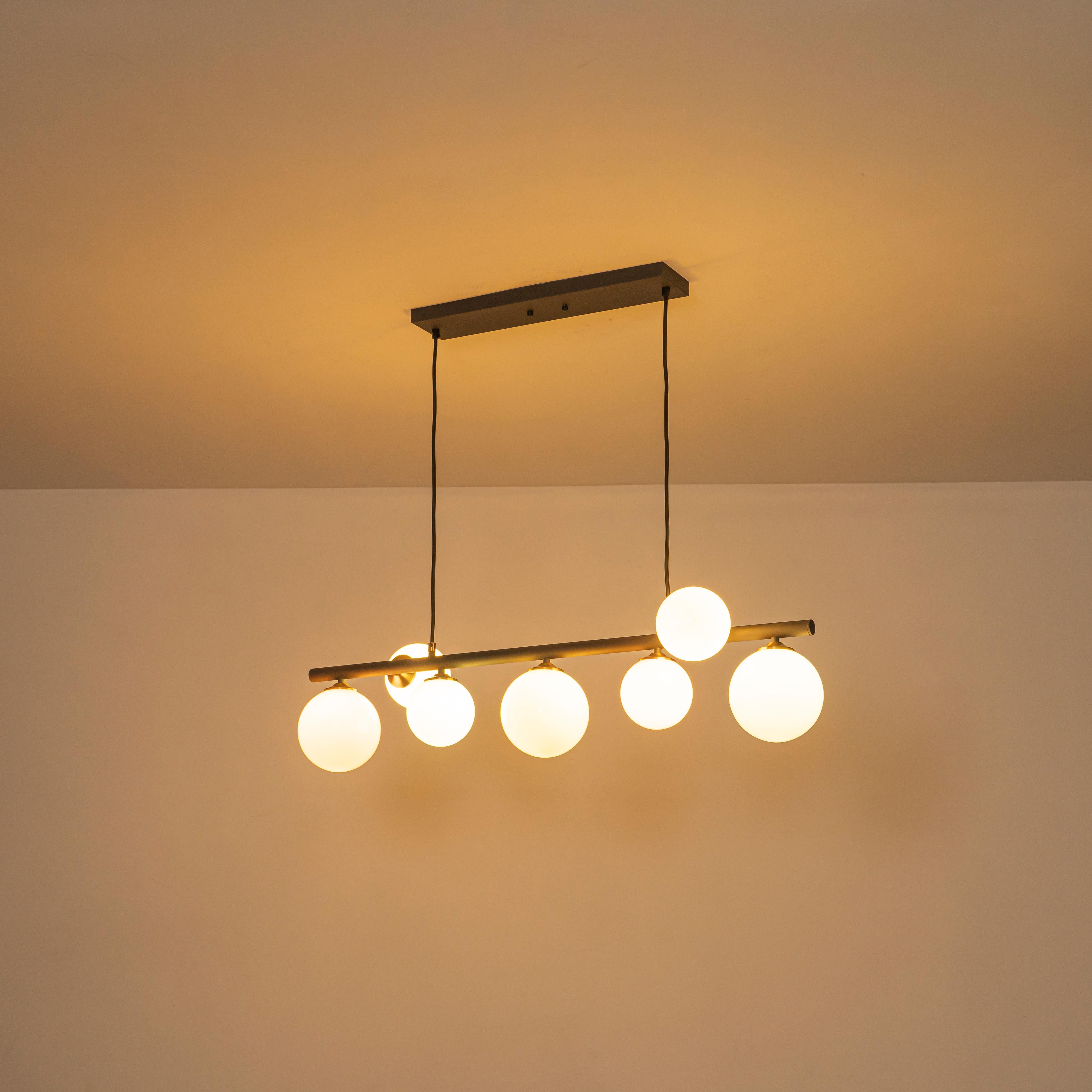 Glowlings 7-Light 39"Wide Linear Colorful Opal Globe Glass Pendant Light Island Light