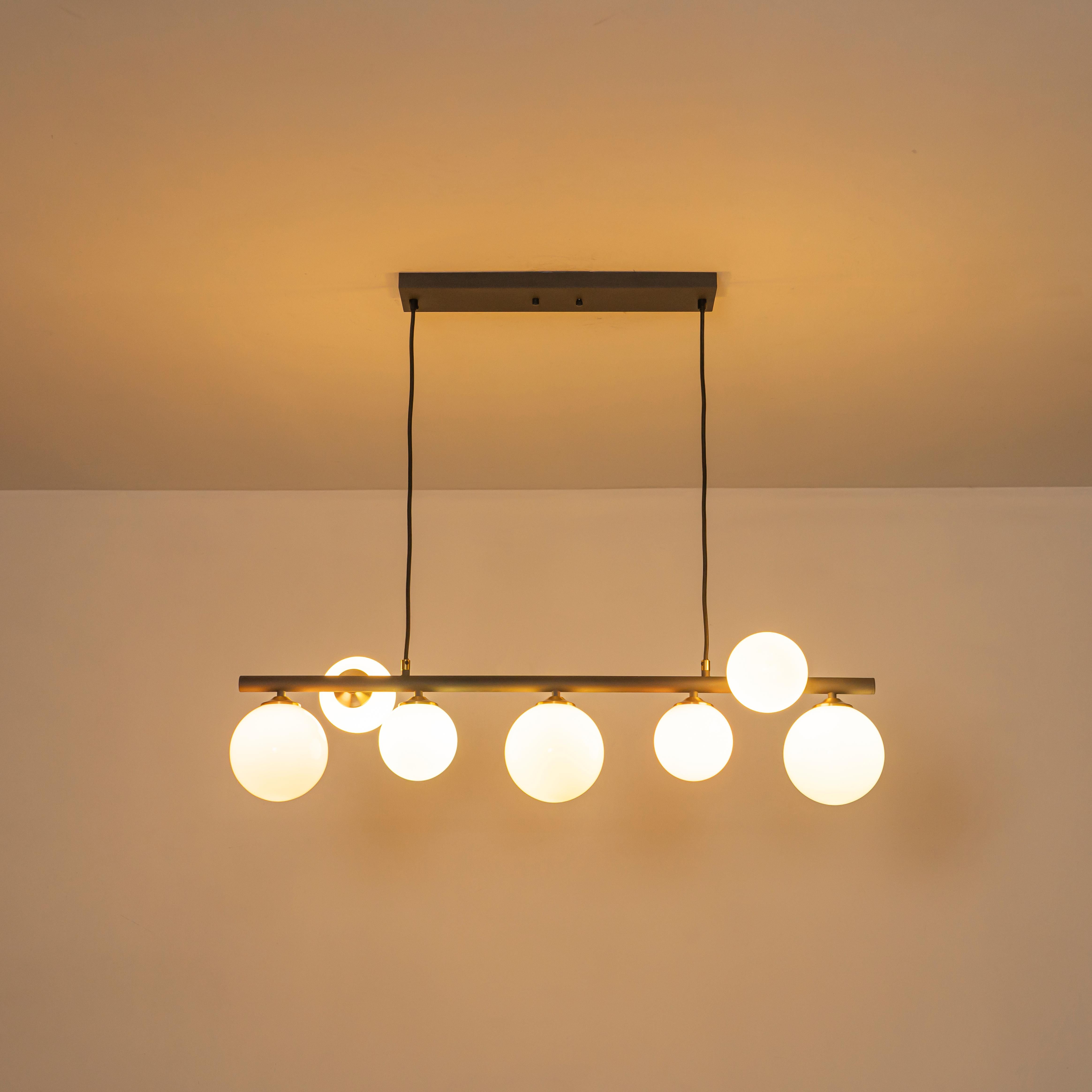 Glowlings 7-Light 39"Wide Linear Colorful Opal Globe Glass Pendant Light Island Light