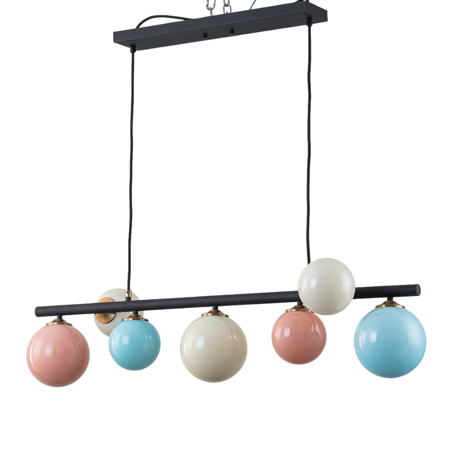 Glowlings 7-Light 39"Wide Linear Colorful Opal Globe Glass Pendant Light Island Light