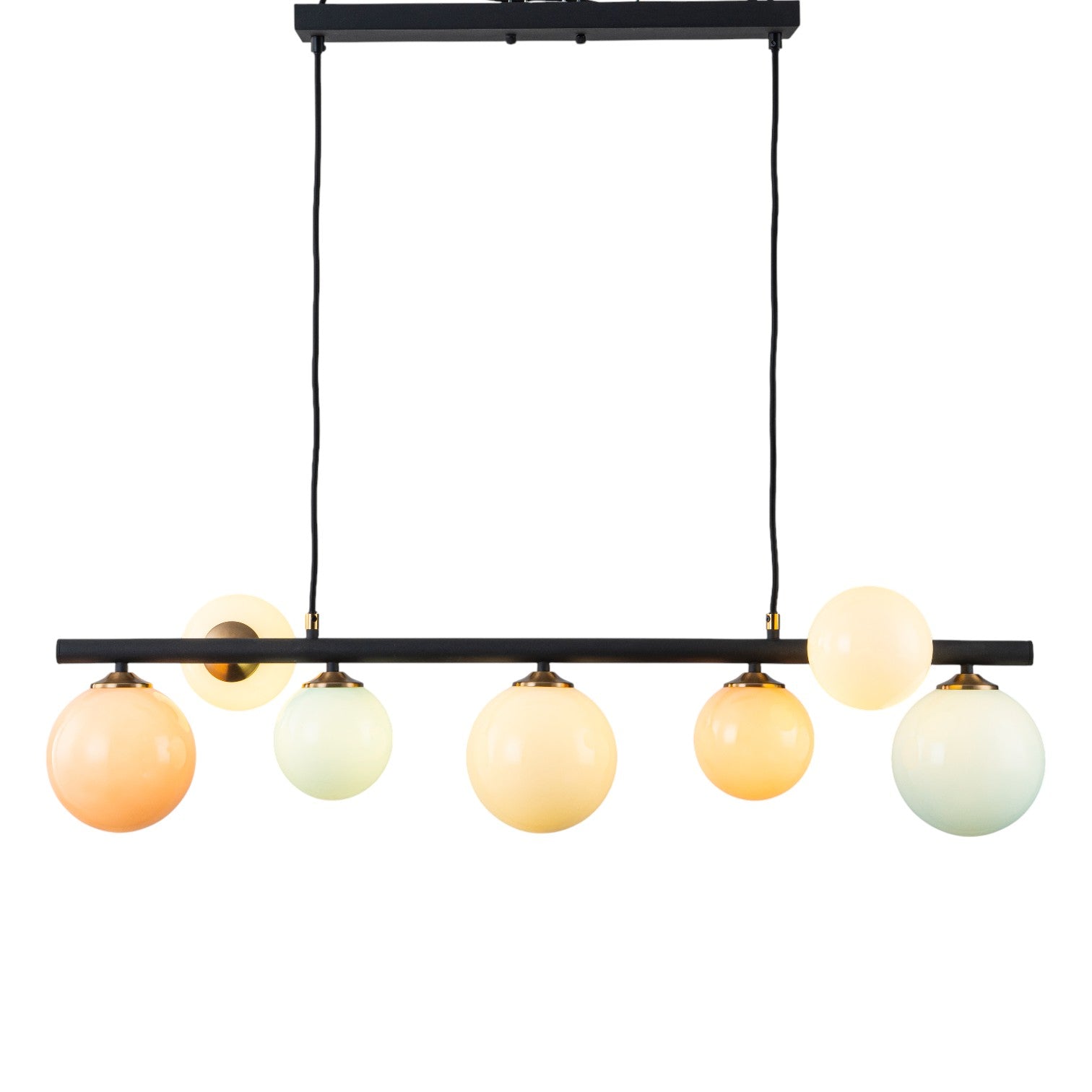 Glowlings 7-Light 39"Wide Linear Colorful Opal Globe Glass Pendant Light Island Light