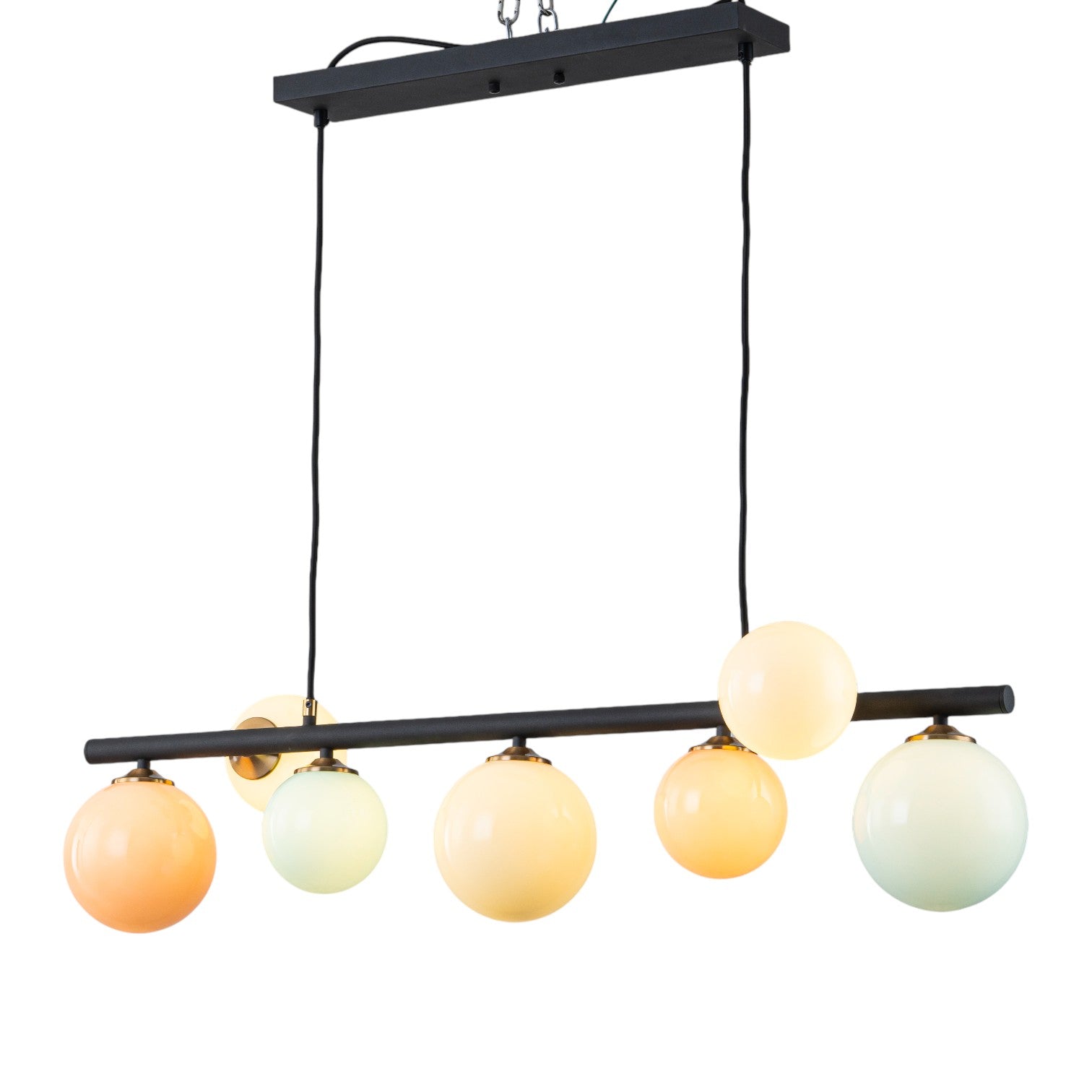 Glowlings 7-Light 39"Wide Linear Colorful Opal Globe Glass Pendant Light Island Light