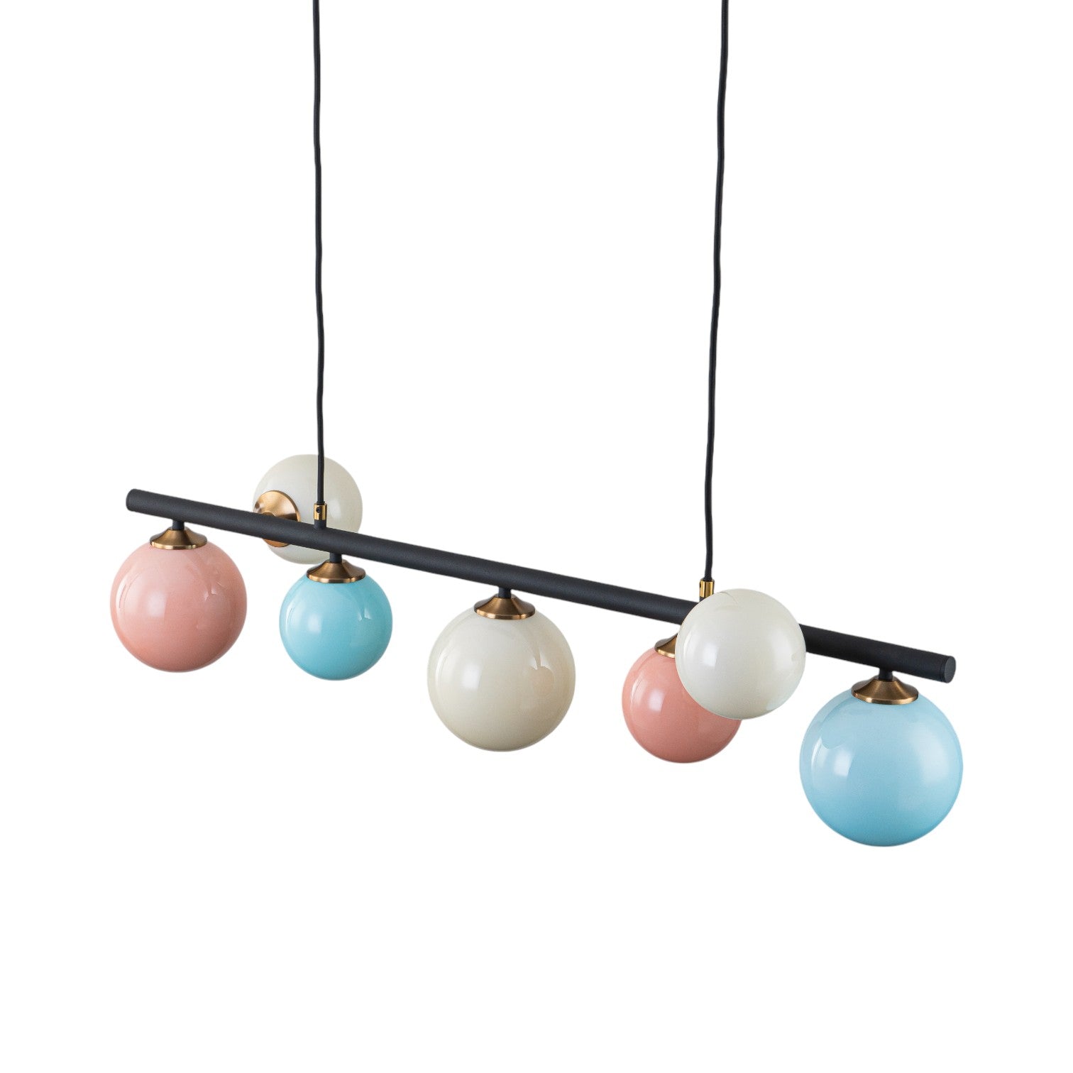 Glowlings 7-Light 39"Wide Linear Colorful Opal Globe Glass Pendant Light Island Light