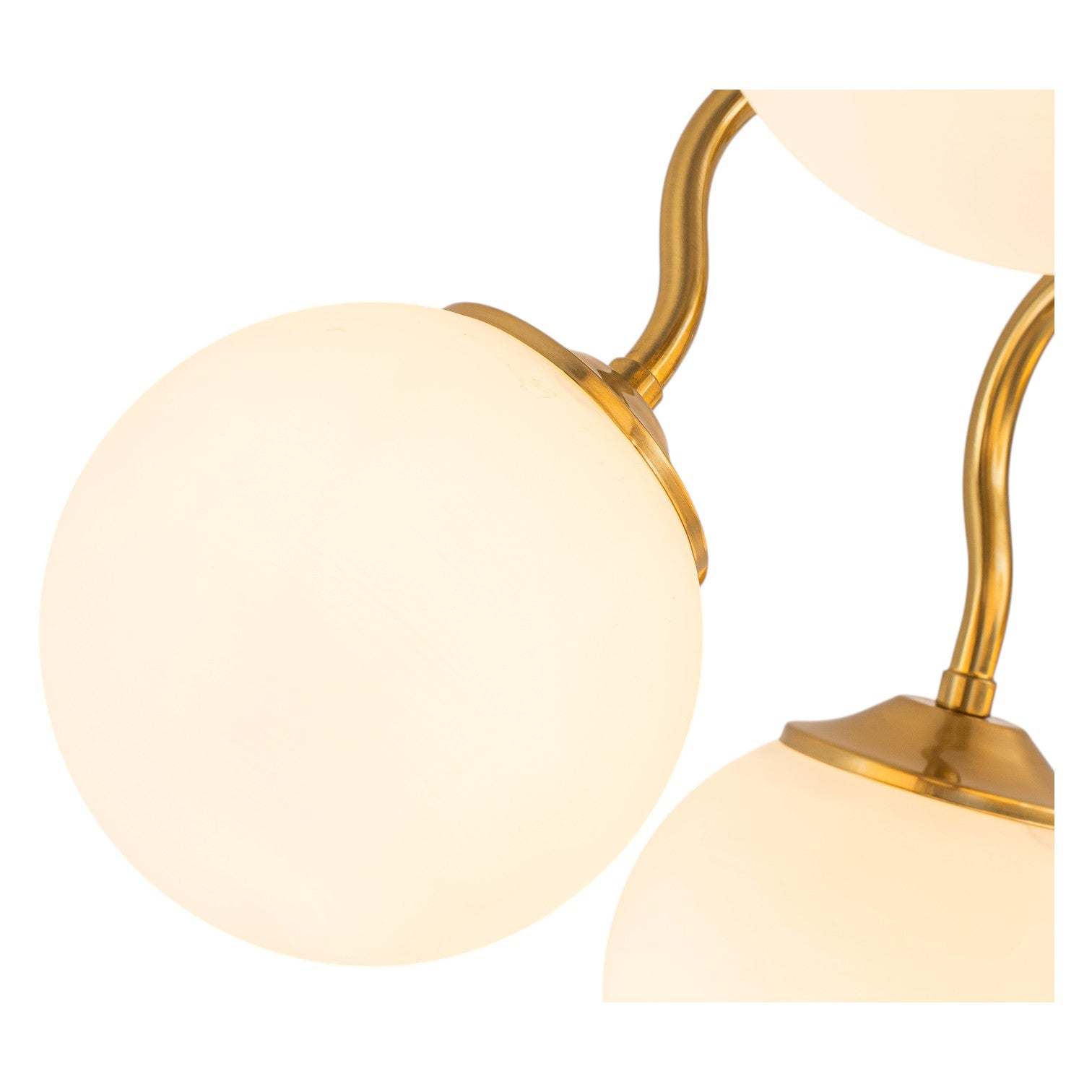 Glowlings 7-Light Modern Sputnik Semi-Flush Mount Ceiling Light, Brushed Brass & Opal Glass Globes