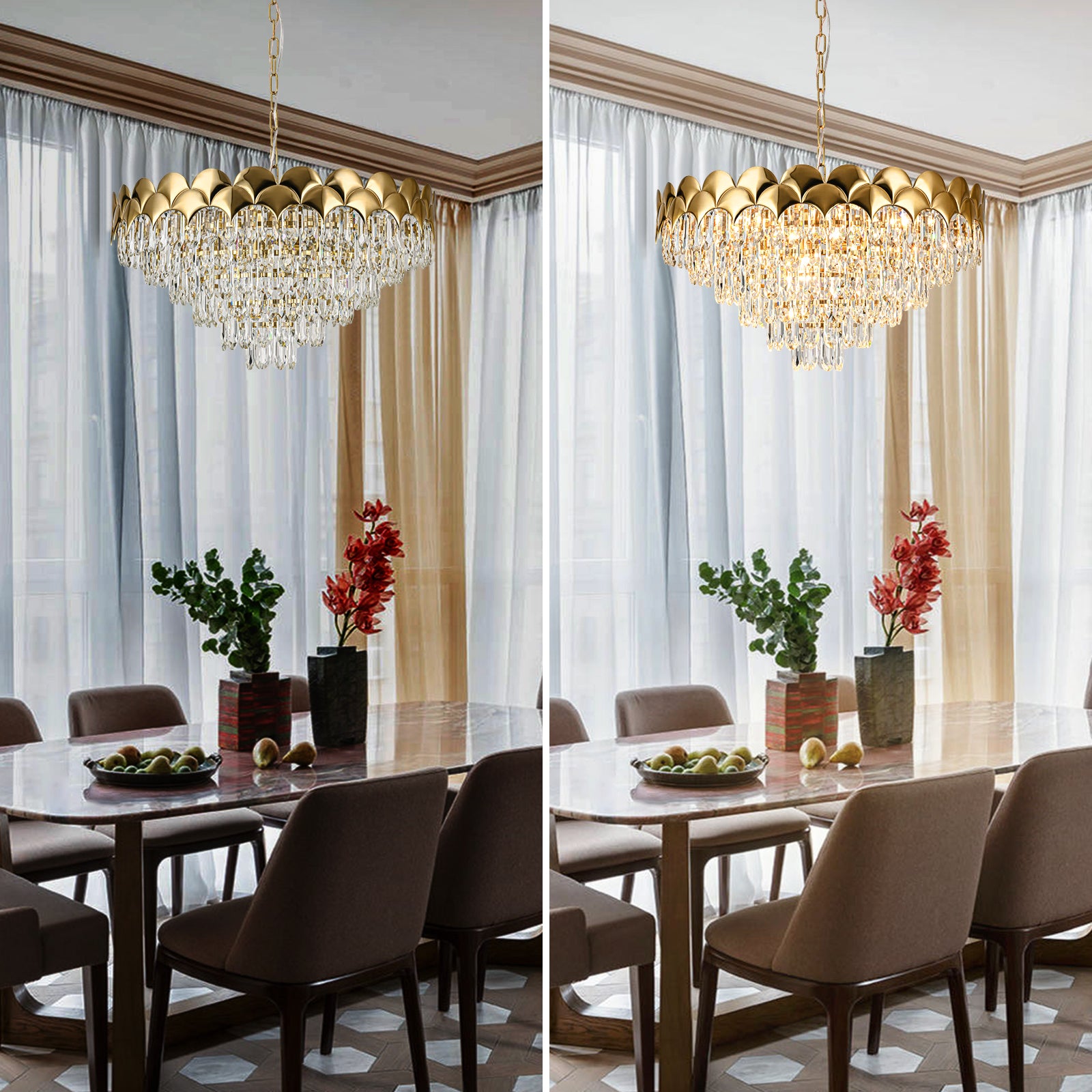Glowlings 8-Light 24"Wide Luxury Round 6-Tiered Crystal Chandelier For Living Room
