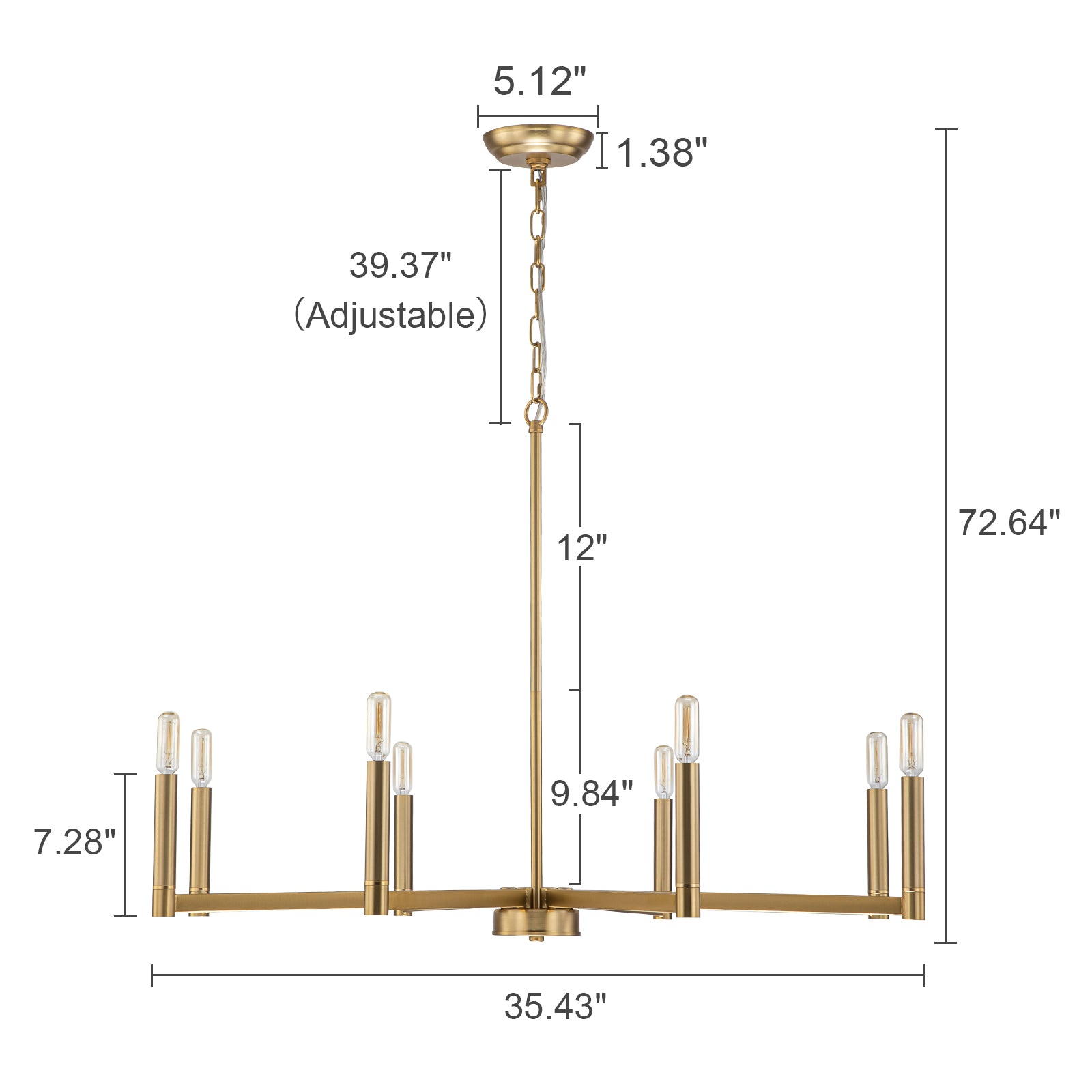 Glowlings 8-Light 35''Wide Classic Dimmable Candle Style Ring Chandelier