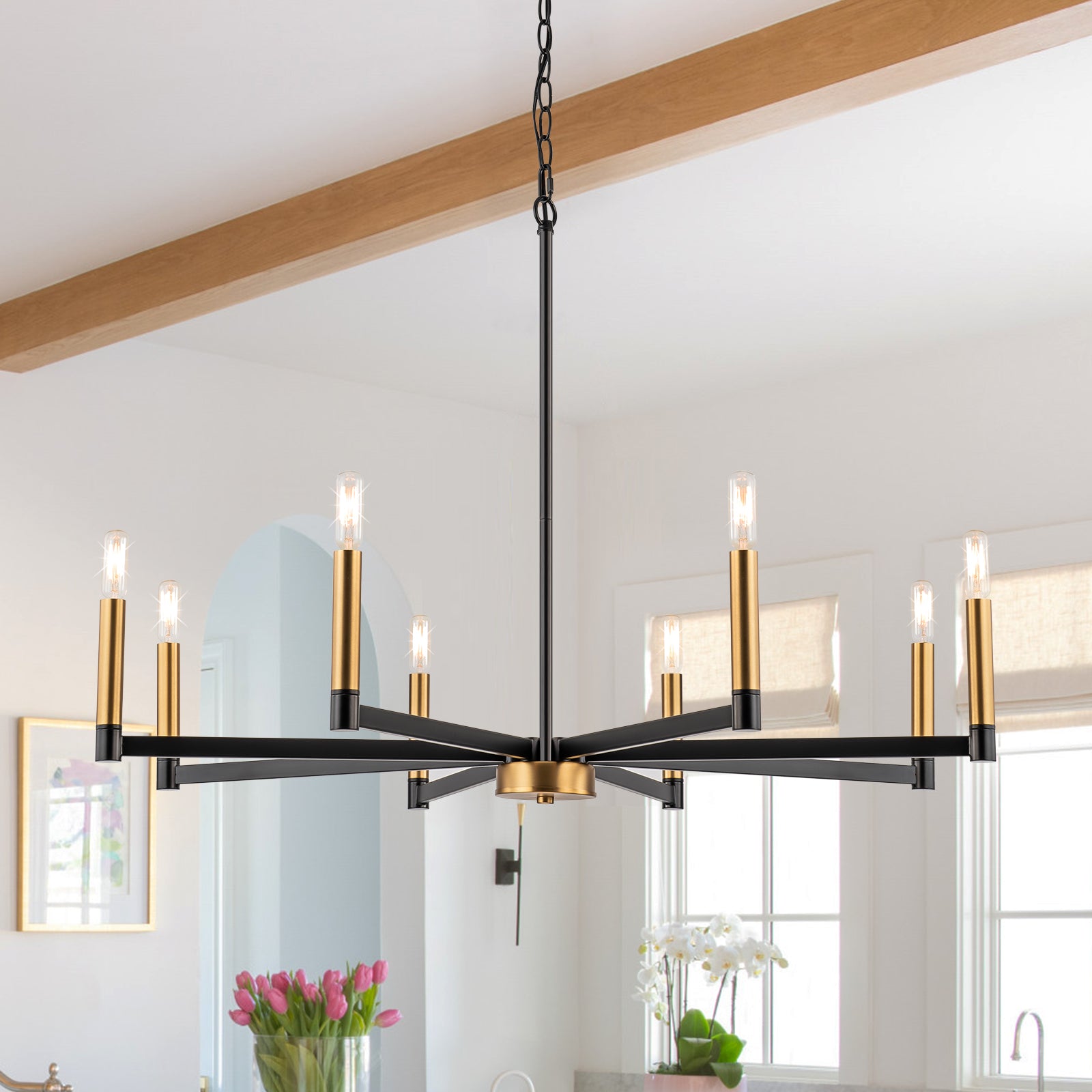 Glowlings 8-Light 35"Wide Large Classic Dimmable Candle Style Ring Chandelier