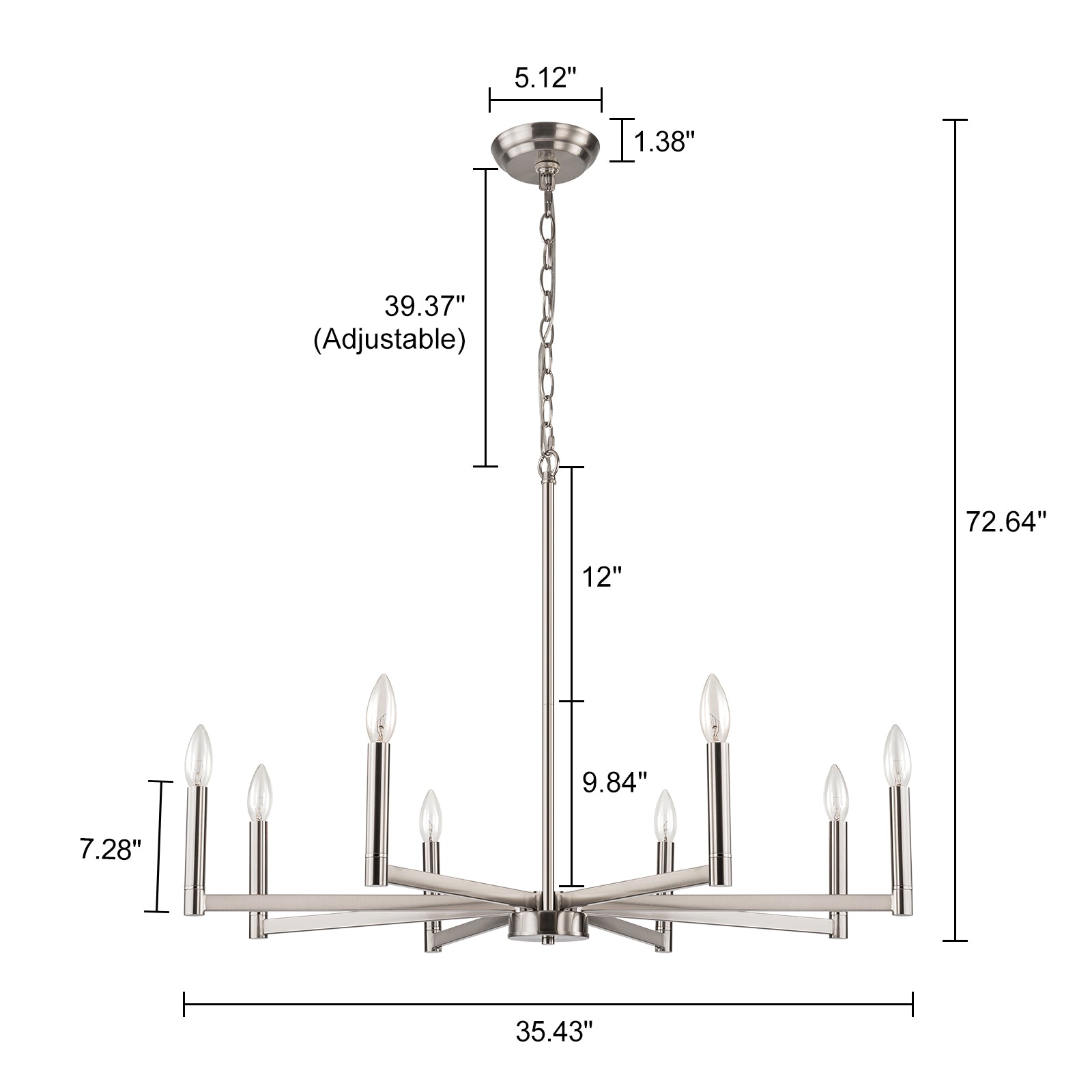 Glowlings 8-Light 35"Wide Large Classic Dimmable Candle Style Ring Chandelier