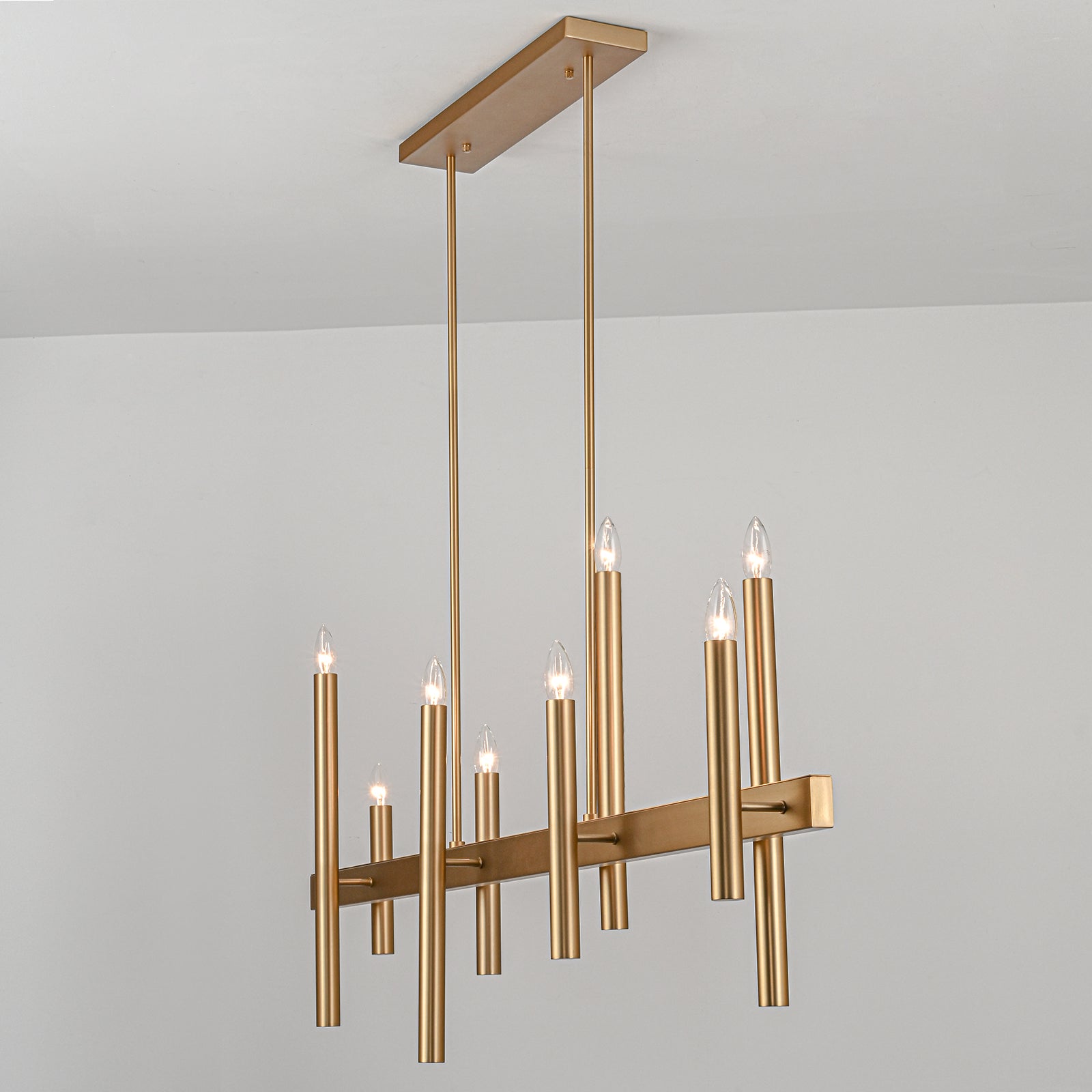 Glowlings 8-Light 57''Wide Dimmable Candle Style Linear Chandelier Island Light