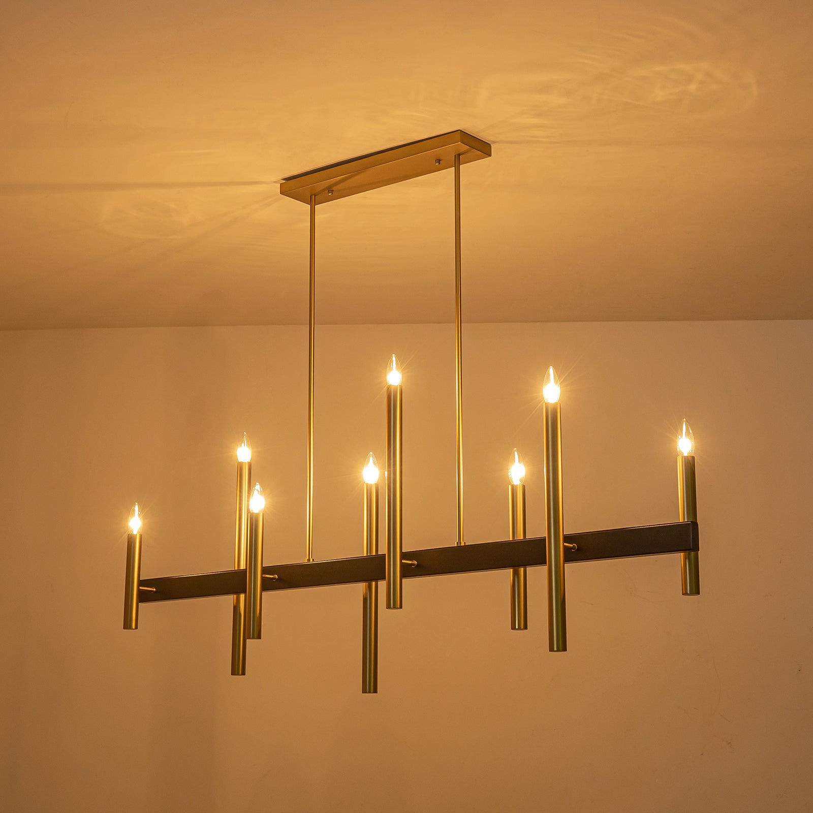 Glowlings 8-Light 57''Wide Dimmable Candle Style Linear Chandelier Island Light