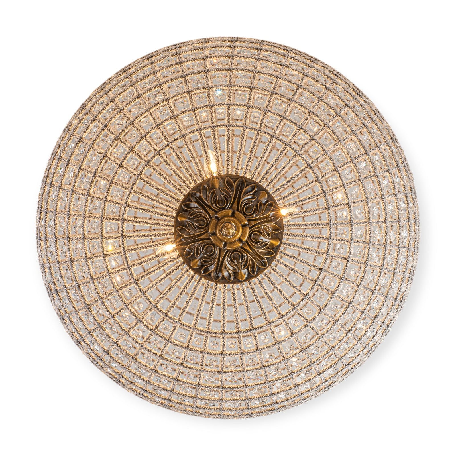 Glowlings 8-Light Luxury Empire 32"Wide Oversized Brass Globe Beaded Handmade Crystal Chandelier