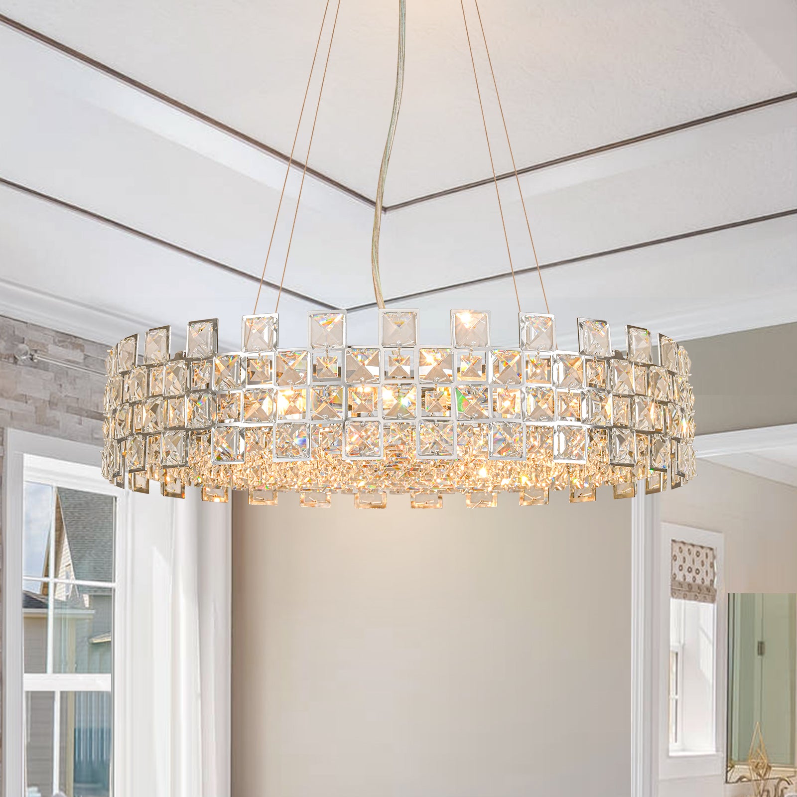 Glowlings 8-Light Modern 23"Wide Glam Round Drum Crystal Chandelier