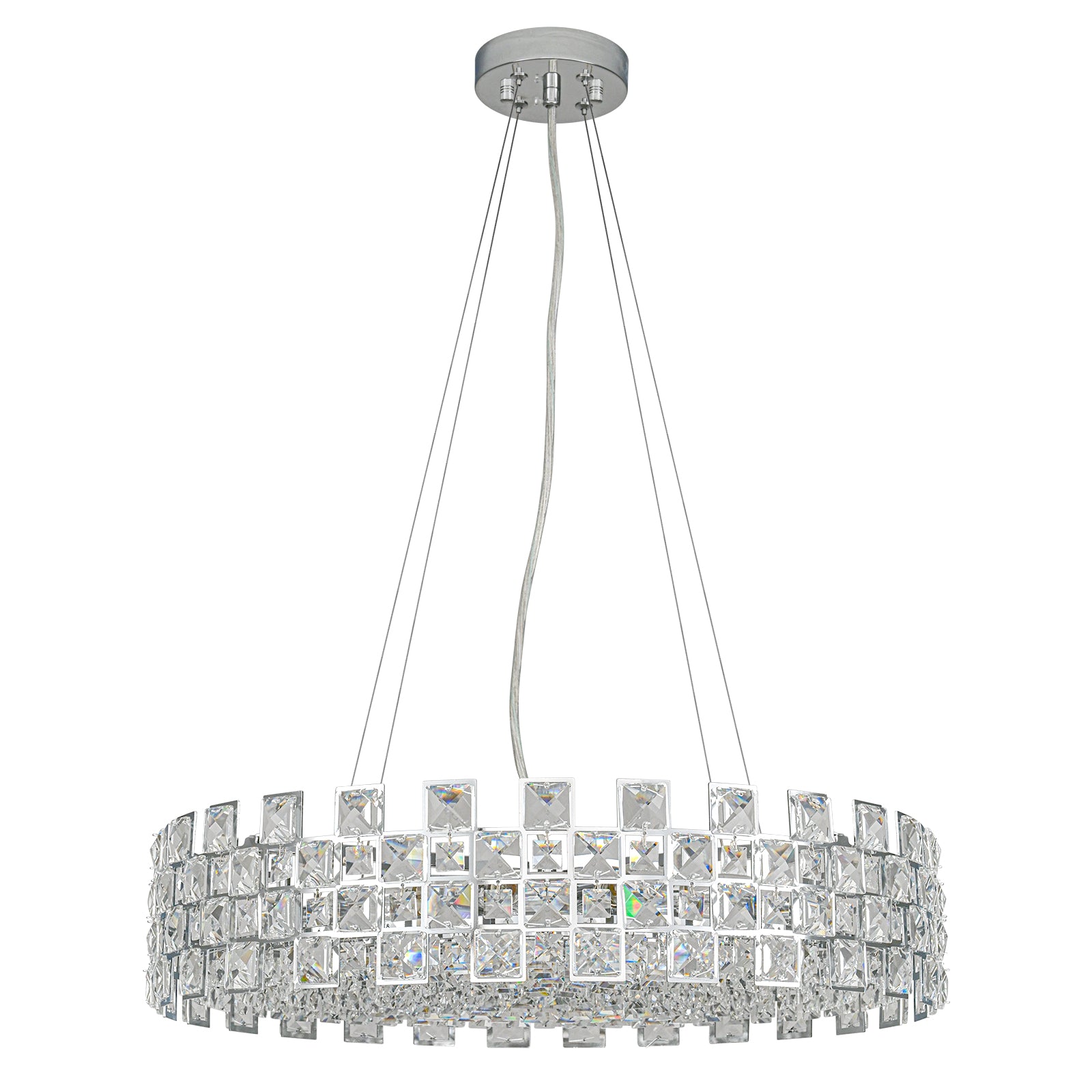 Glowlings 8-Light Modern 23"Wide Glam Round Drum Crystal Chandelier