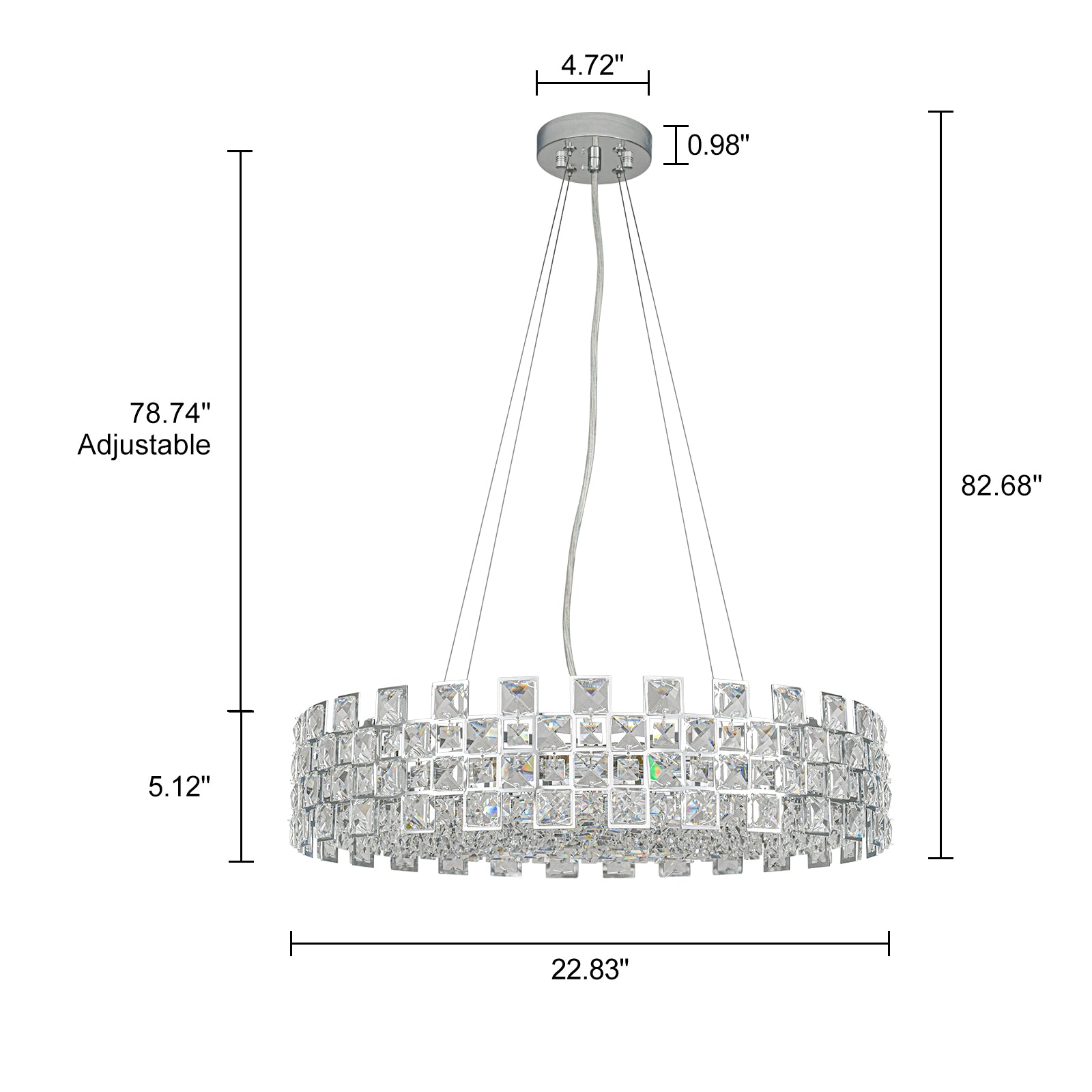 Glowlings 8-Light Modern 23"Wide Glam Round Drum Crystal Chandelier