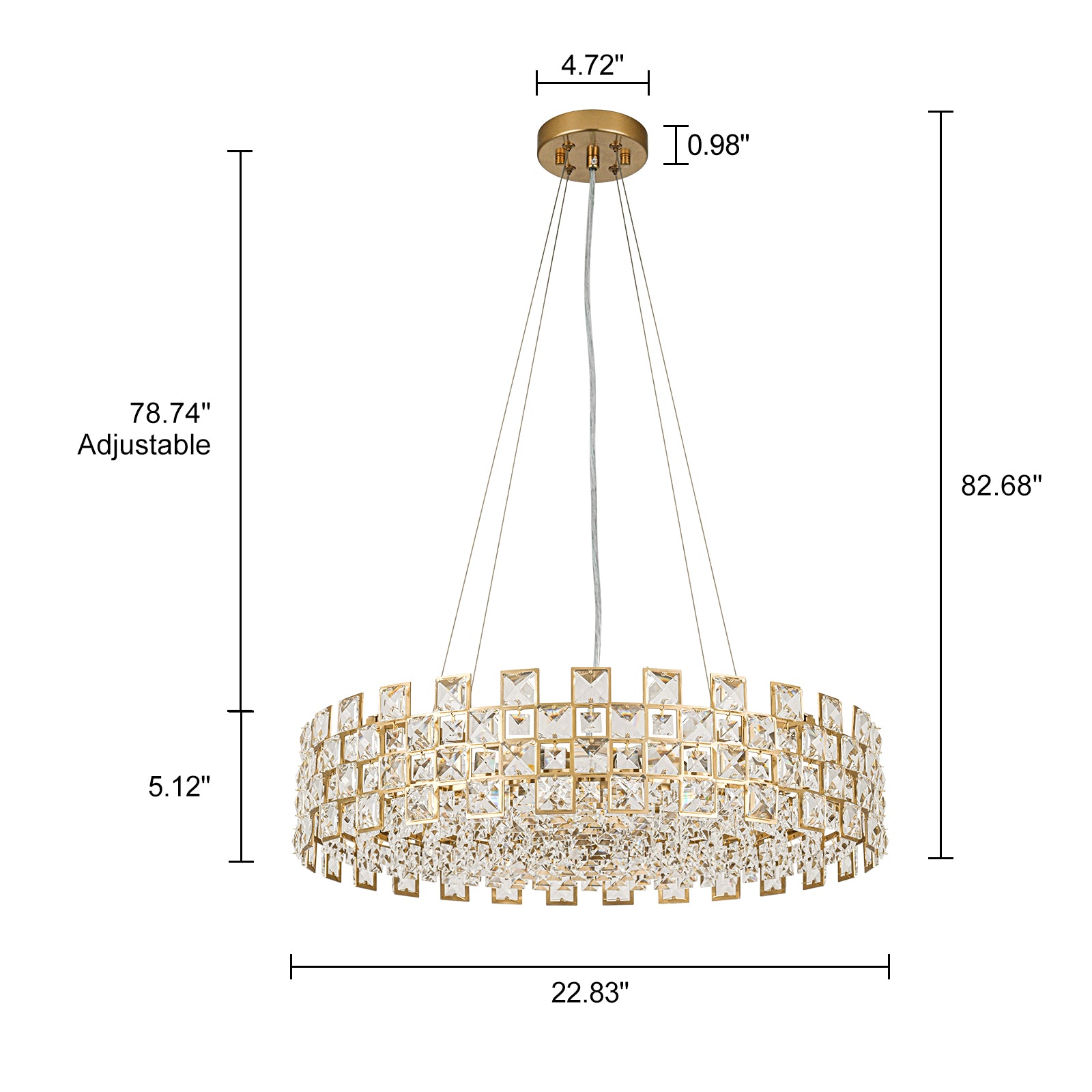 Glowlings 8-Light Modern 23"Wide Glam Round Drum Crystal Chandelier